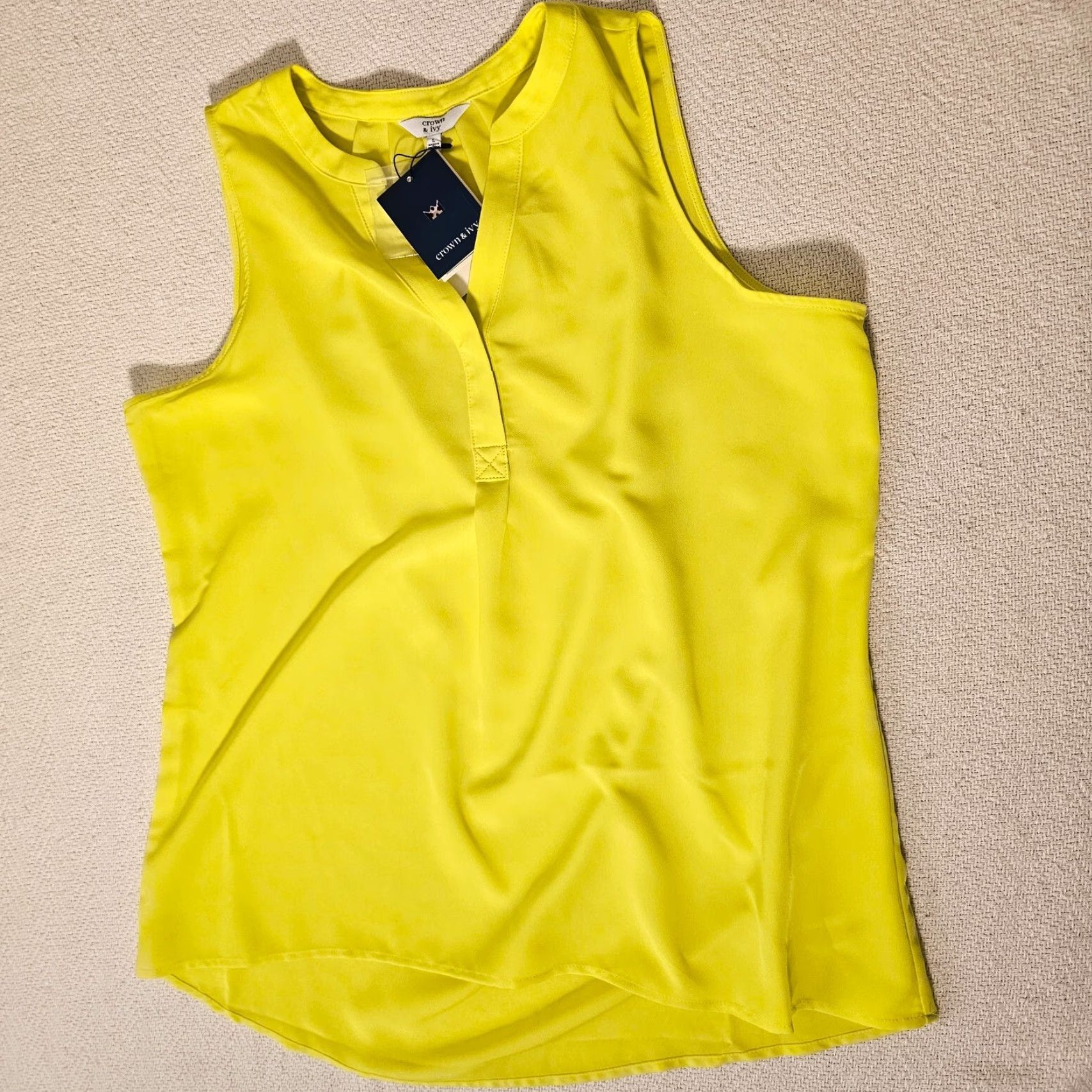 Vintage Crown & Ivy Tunic Blouse V-Neck Sleeveless Tie Dye Yellow L Summer Womens Size L / US 10 / IT 46 - 5 Thumbnail