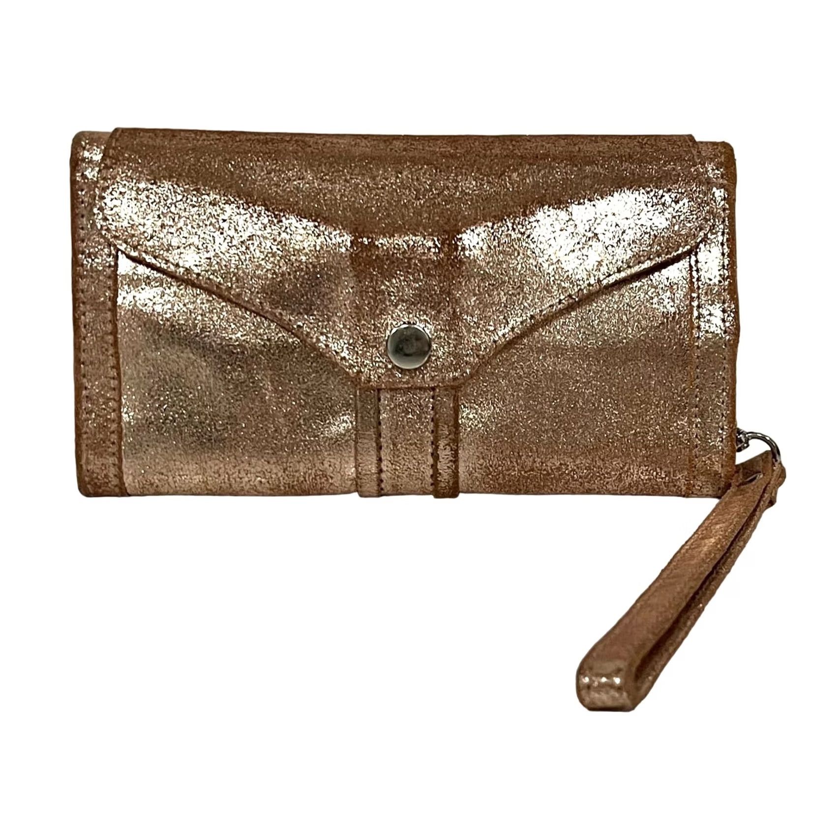 ESPIRIT Indie Spirit Wallet Wristlet Metallic Gold Leather Trifold Snap Close Women Gold Wristlet Size ONE SIZE - 2 Thumbnail