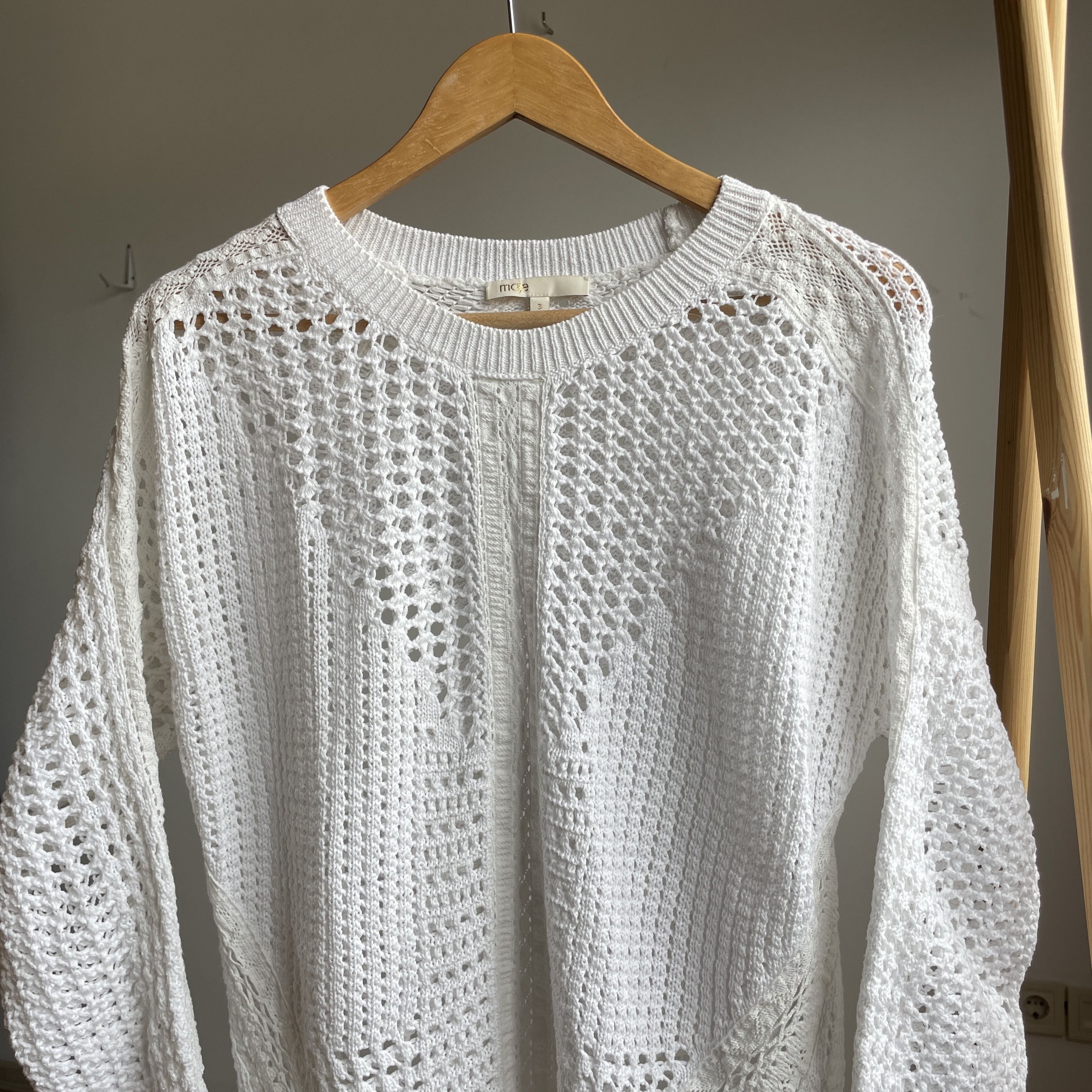 Maje Maje Mazet Crocheted Open Knit Cotton Sweater Size M / US 6-8 / IT 42-44 - 3 Thumbnail