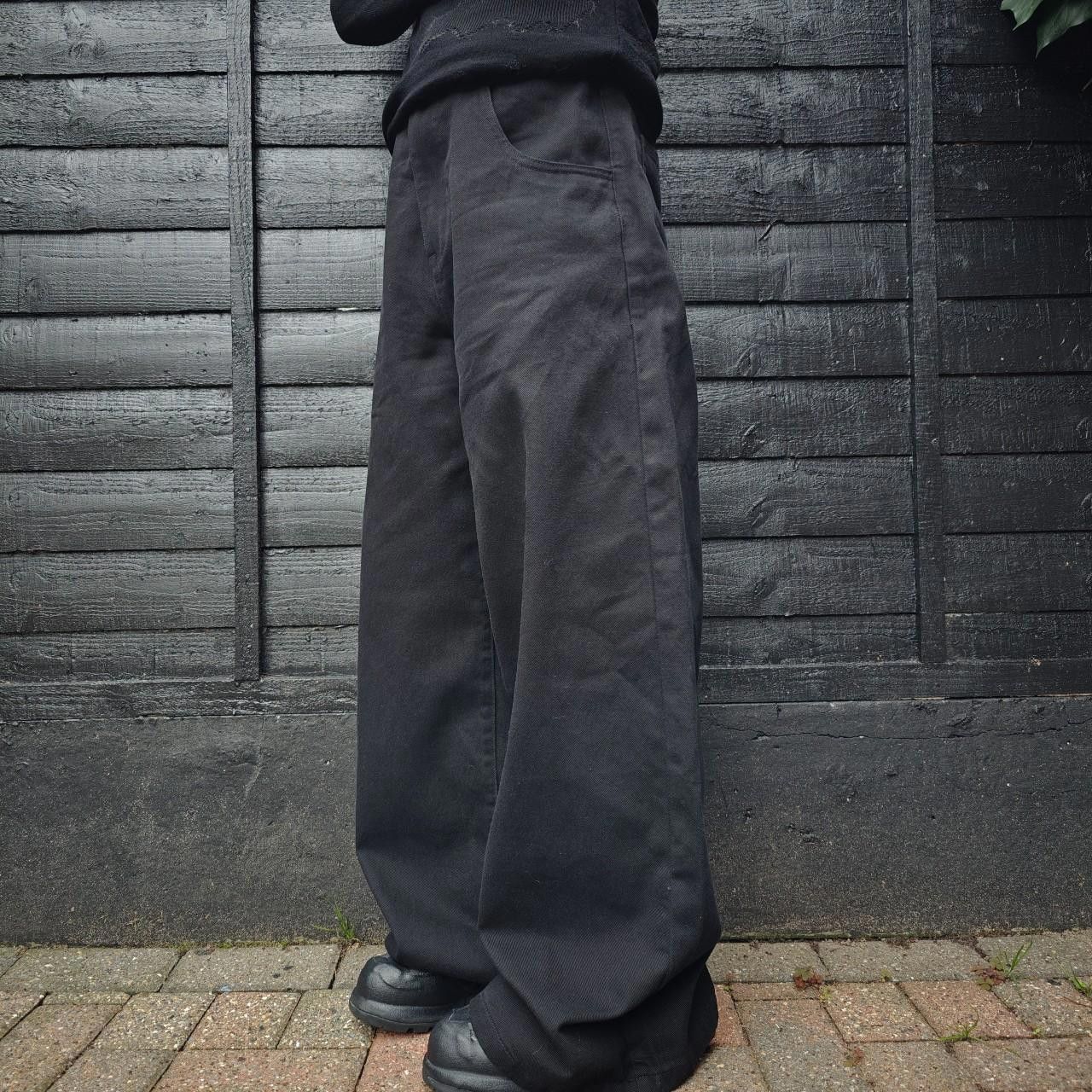 Other Black Ultra Wide Leg Canvas Trousers Size US 32 / EU 48 - 2 Thumbnail