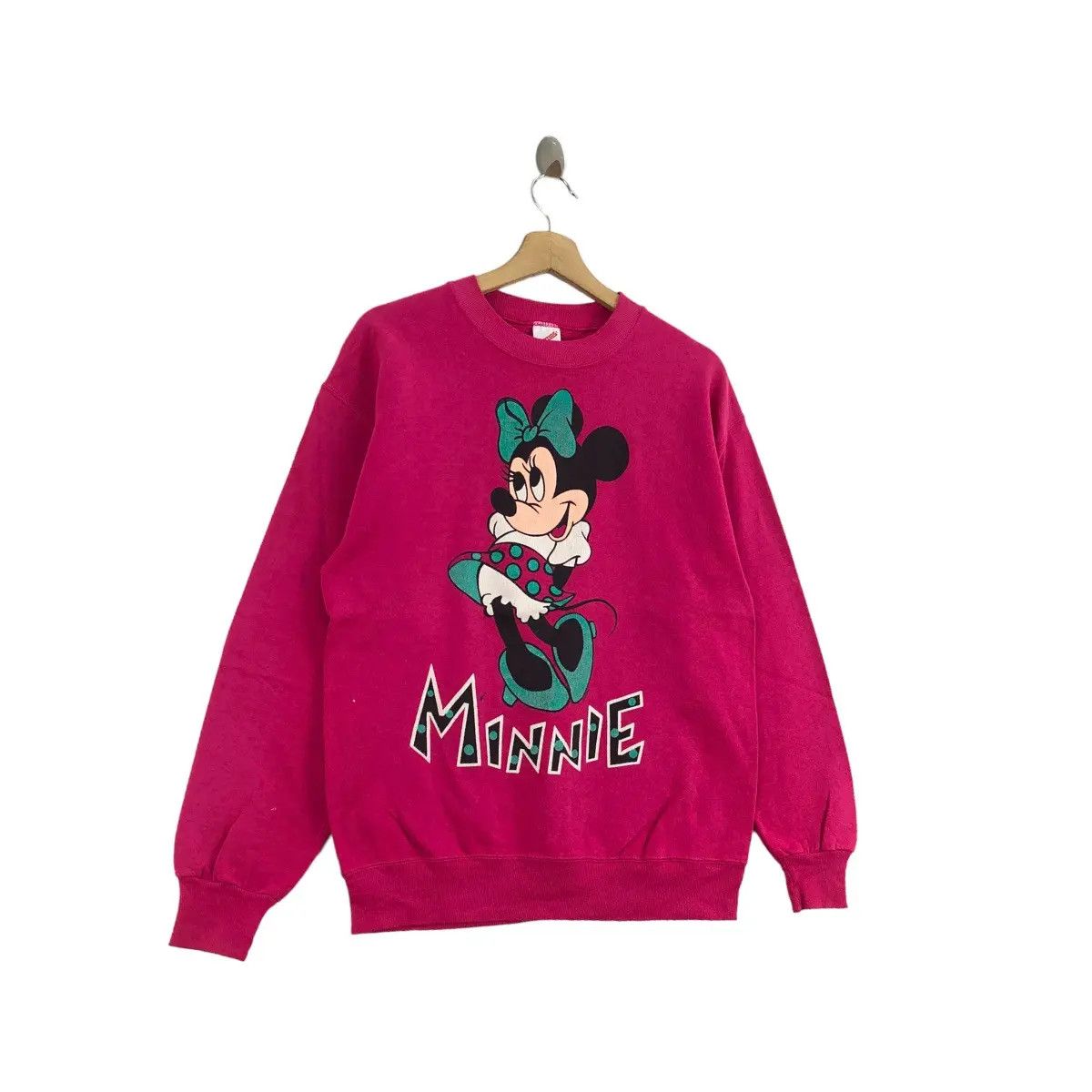 Disney Vintage 90’ DISNEY MINNIE MOUSE Shy Cartoon Sweatshirt Size L / US 10 / IT 46 - 2 Thumbnail
