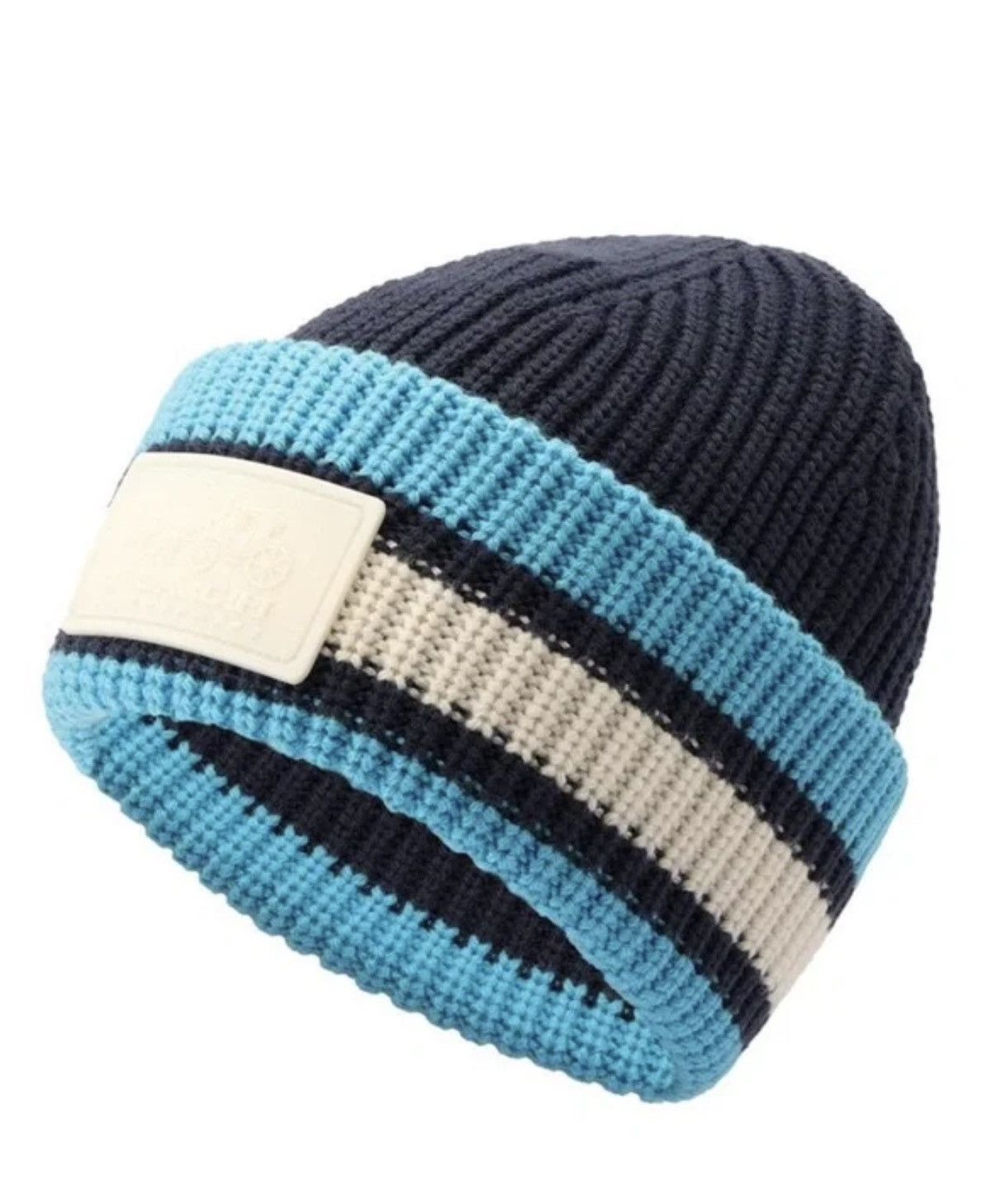 Coach COACH Leatherware Beanie – Blue / White Stripe – Brand New Size ONE SIZE - 1 Thumbnail