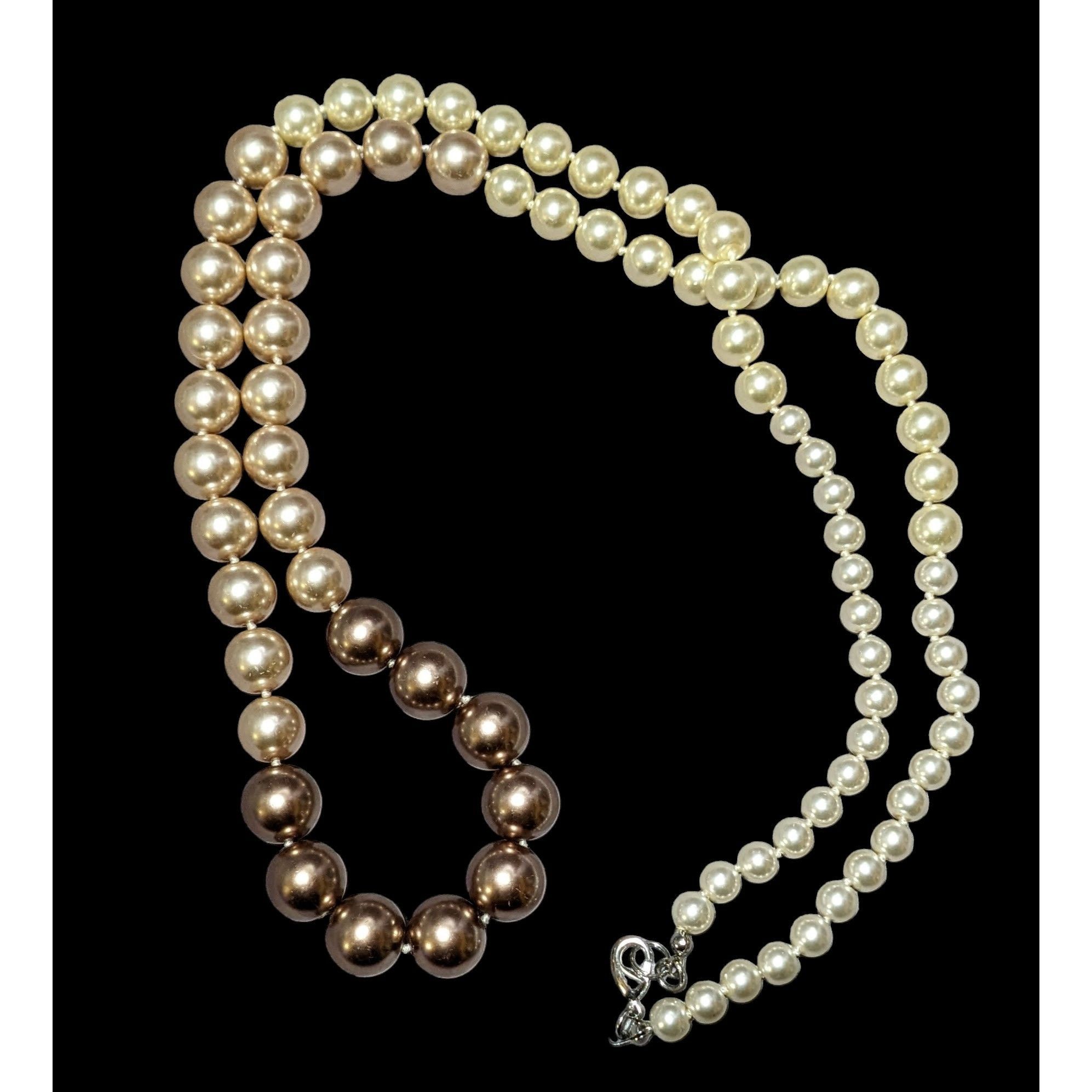 Other Elegant Triple Tone Graduated Glass Pearl Necklace Size ONE SIZE - 3 Thumbnail