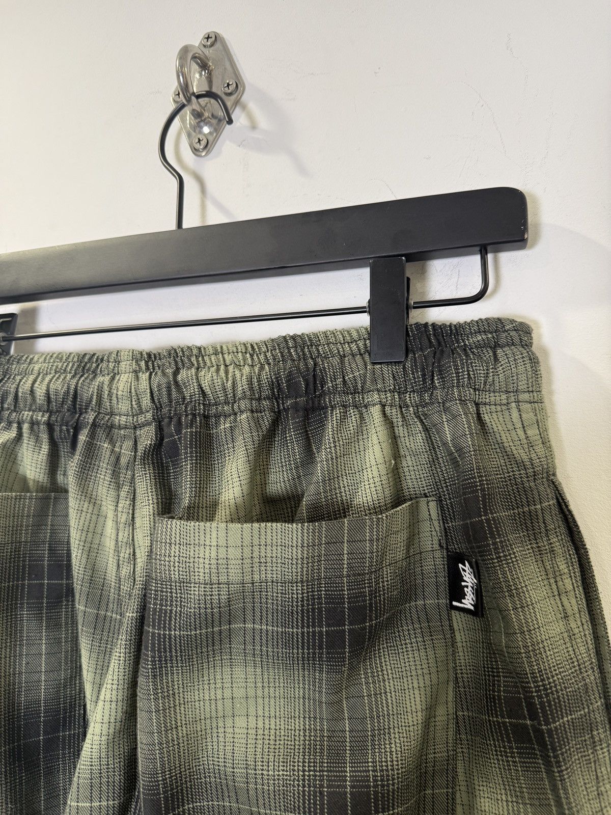 Stussy Stüssy Green Plaid Easy Pants – Elastic Waist Relaxed Fit Size US 30 / EU 46 - 3 Thumbnail
