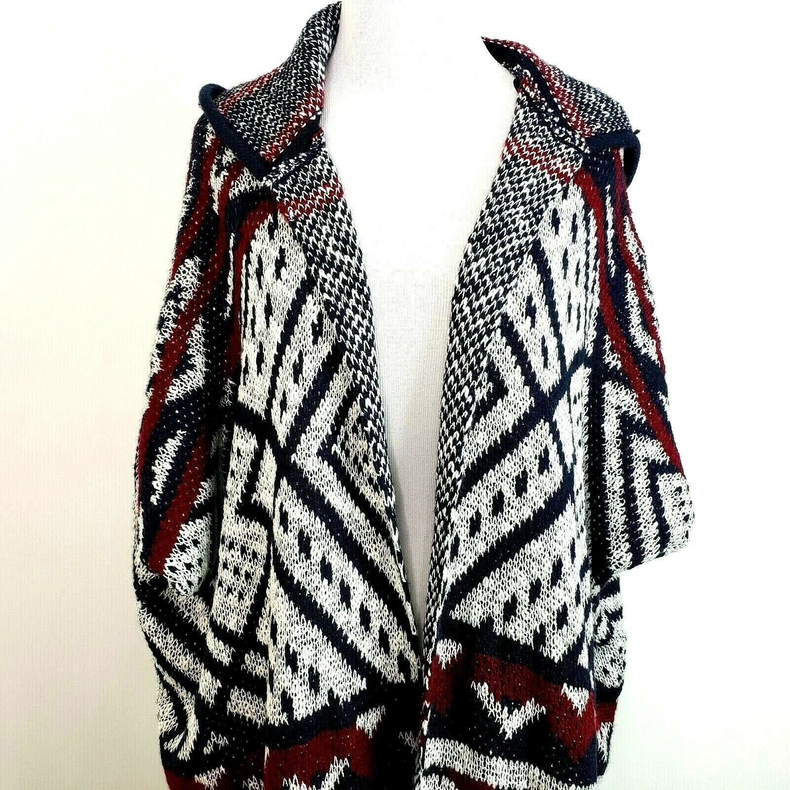 Anthropologie Elodie Oversize Open Cardigan Womens Small Fringe Hooded Size S / US 4 / IT 40 - 2 Thumbnail