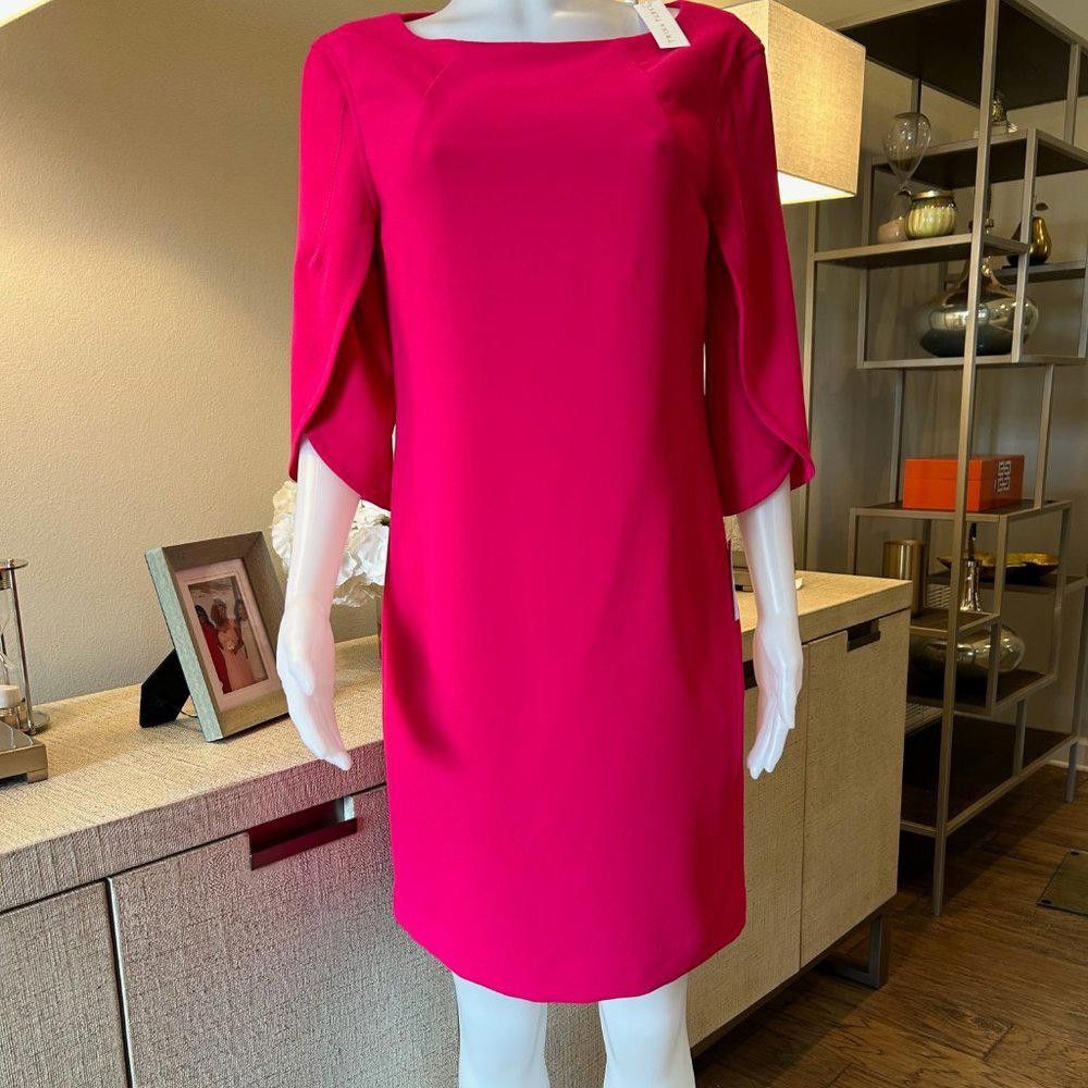 Designer Trina Turk Memorable Hibiscus Pink Tulip Sleeves Dress Size M / US 6-8 / IT 42-44 - 1 Thumbnail
