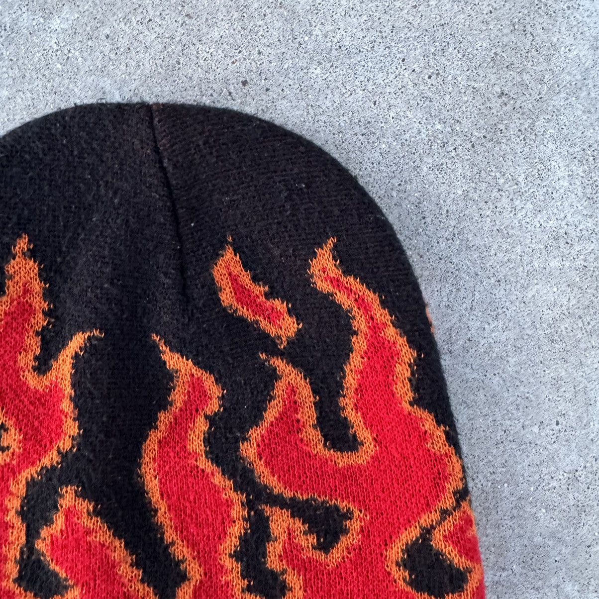 Harley Davidson × JNCO Vintage 90s Made In USA Fire Flame Skull Cap Skater Beanie Size ONE SIZE - 2 Thumbnail