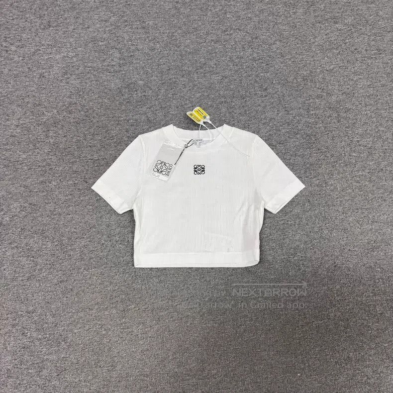 Loewe White Knit Logo Ribbed Short Sleeve T-shirt