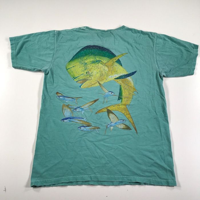 Guy Harvey Guy Harvey Shirt Mens Medium Blue Chest Pocket Mahi Mahi