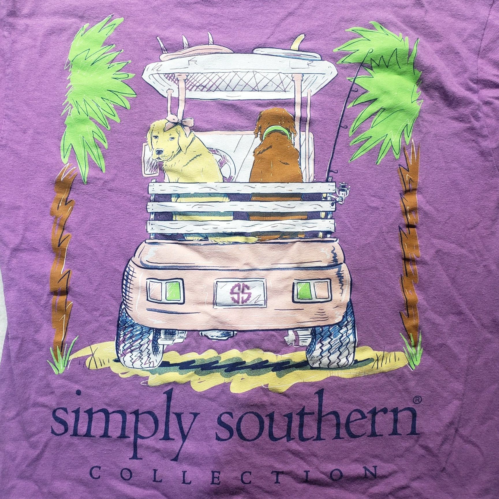 Vintage Simply Southern Purple Short Sleeve T-Shirt Labrador Dogs Golf Cart Womens Small Size S / US 4 / IT 40 - 2 Thumbnail