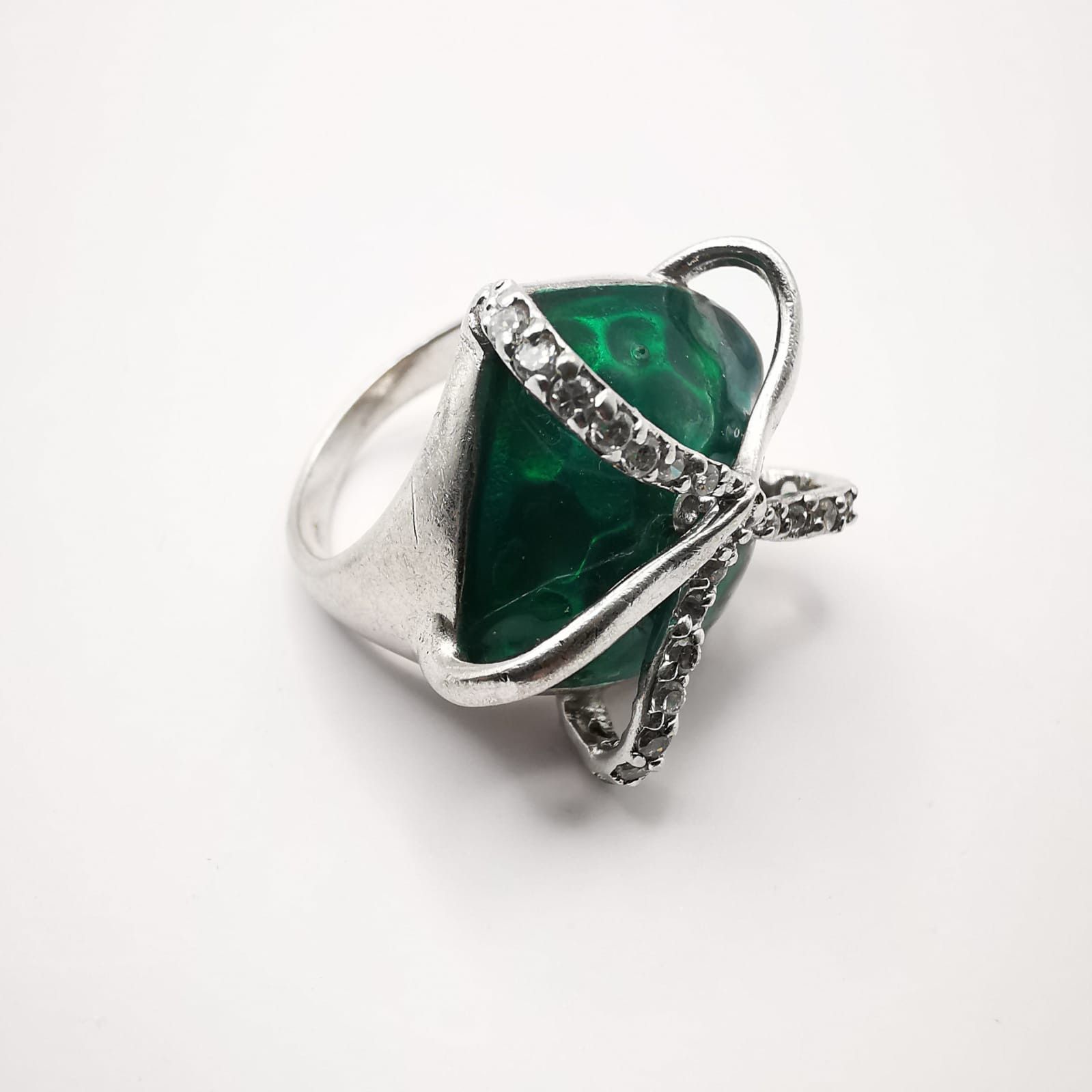 Sterling Silver Vintage 925 Sterling Silver Ring with Cubic Zirconia 8,2 g Size ONE SIZE - 1 Thumbnail