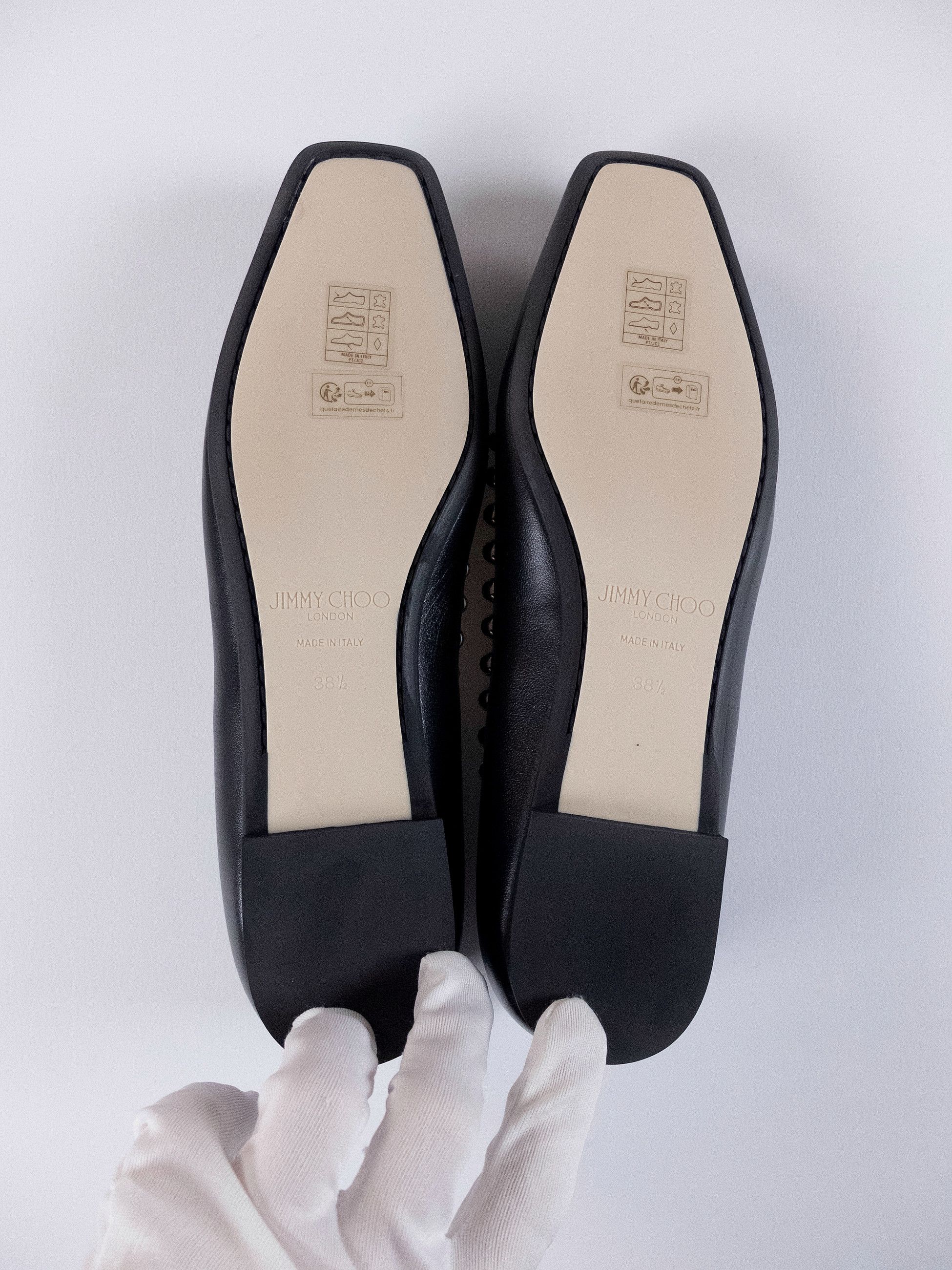 Jimmy Choo JIMMY CHOO Mirele black leather ballet flats w faux pearls Size US 8.5 / IT 38.5 - 7 Thumbnail