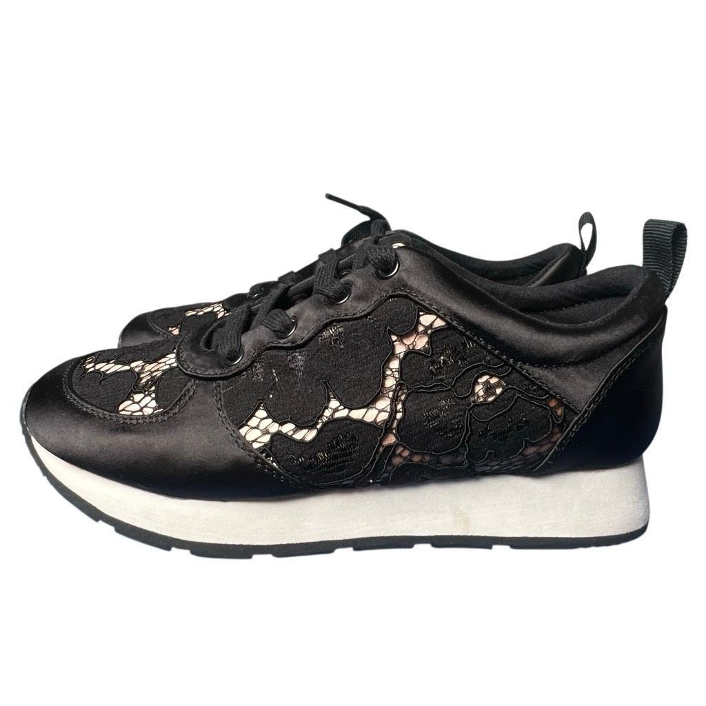 Zara Zara Basic Black Lace Satin Sneakers Size 37 6.5 Size US 7 / IT 37 - 5 Thumbnail