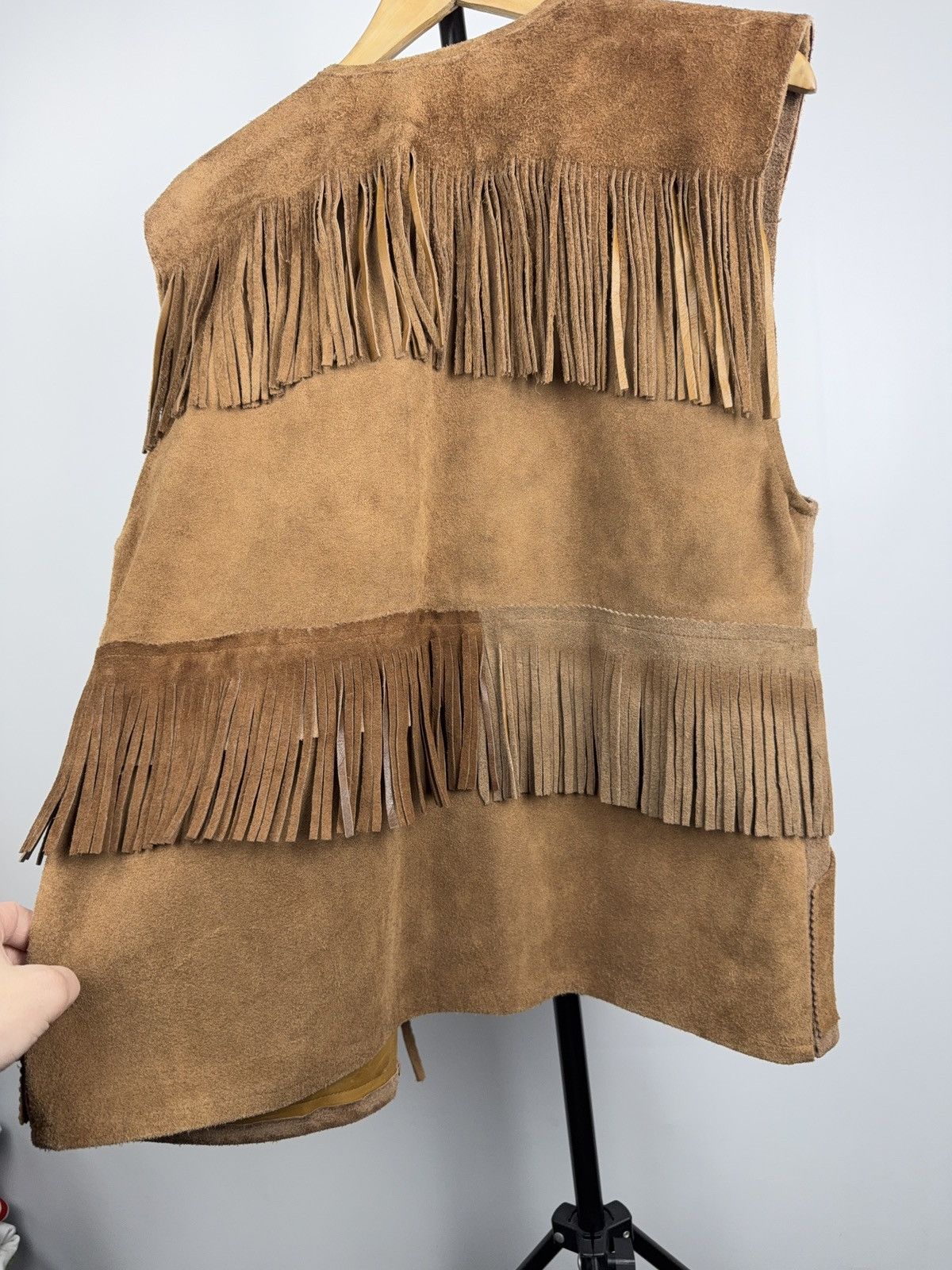 Genuine Leather Vintage Cowboy USA Suede Fringe Vest Western Boho Leather Size US M / EU 48-50 / 2 - 17 Thumbnail