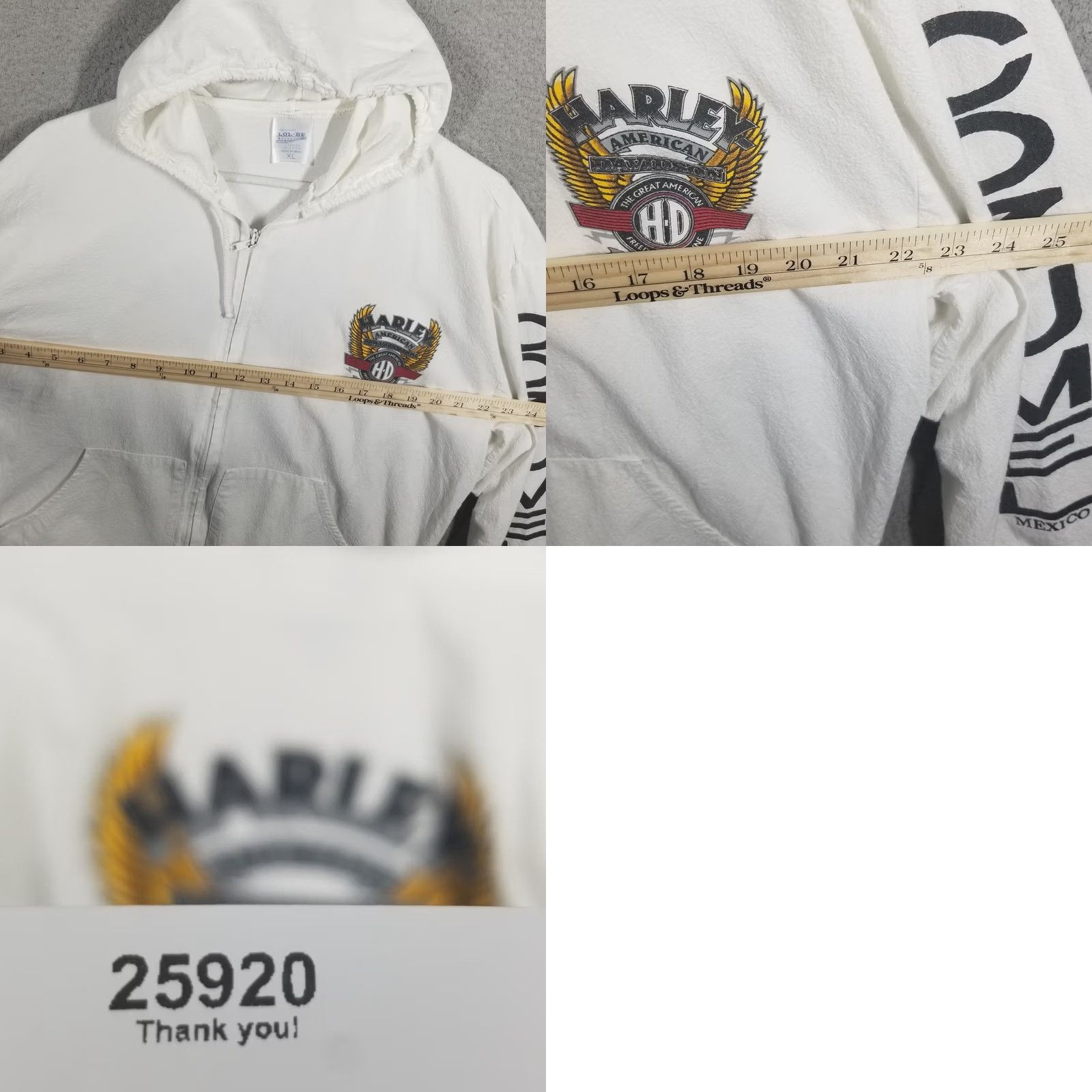 Vintage Vintage Motorcycle Hoodie XL White Graphic Print Full Zip Hooded Men’s Reg. Size USA Patriotic 90s? Size US XL / EU 56 / 4 - 8 Thumbnail