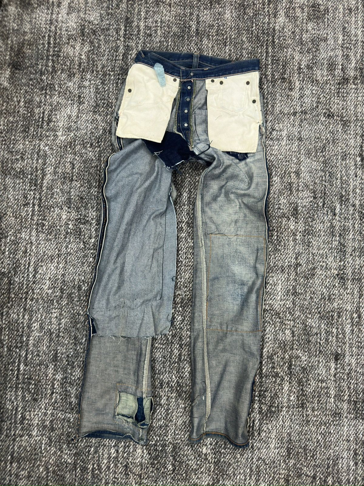 Levi's × Levi's Vintage Clothing Vintage Levis Redline Selvedge Custom Repaired Sashiko Boro Size US 30 / EU 46 - 16 Thumbnail