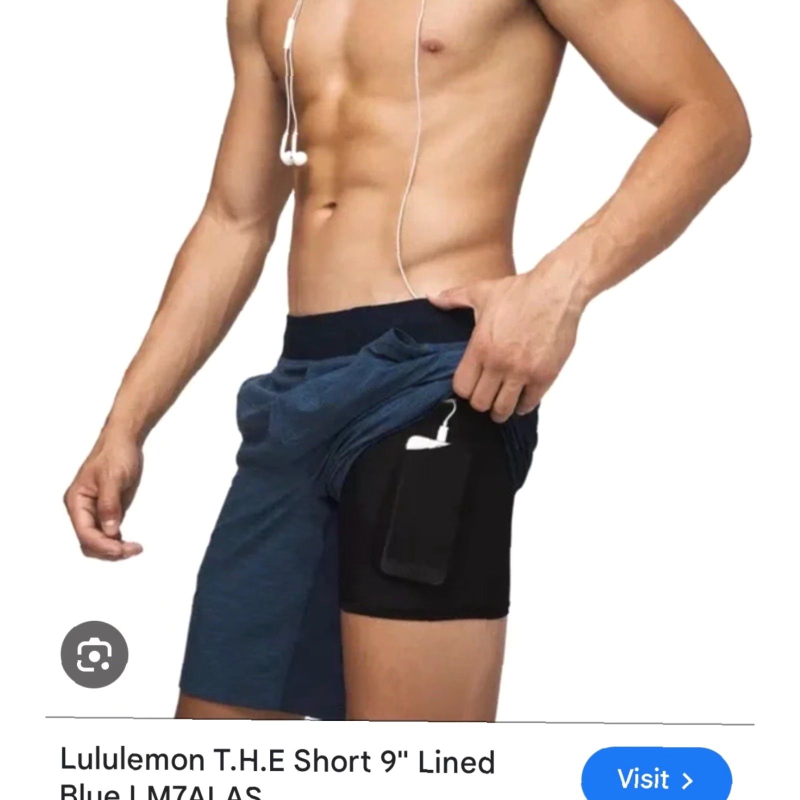 Lululemon Lululemon Shorts Mens Blue T.H.E Lined Performance Drawstrings 9" LM7AAUS M Size US 31 - 2 Thumbnail