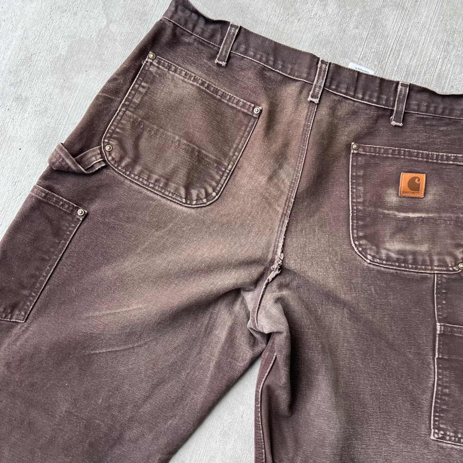 Carhartt × Vintage Carhartt brown faded double knee work wear carpenter pants Size US 36 / EU 52 - 6 Thumbnail