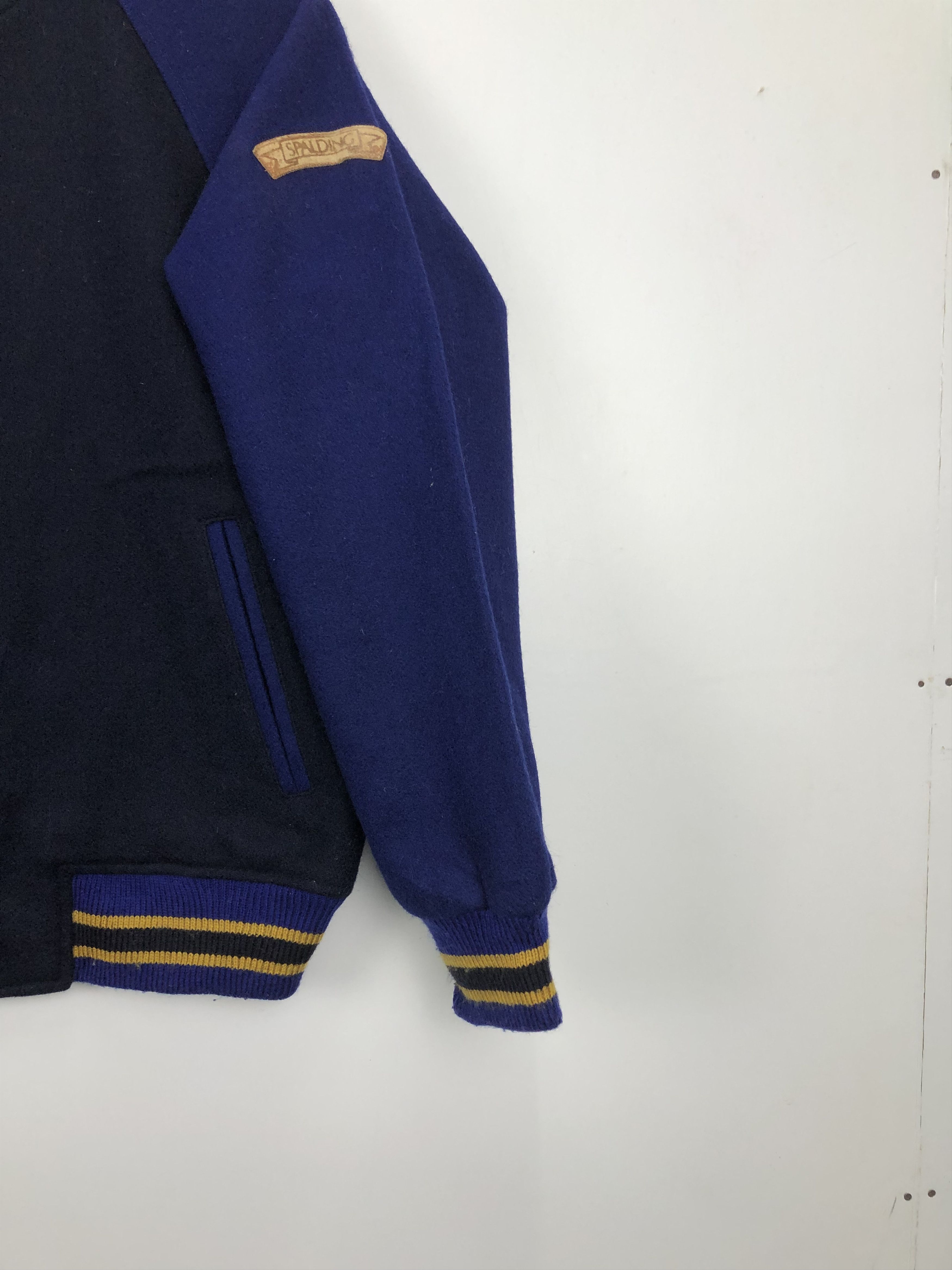 Spalding Vintage 90s Spalding Wool Varsity Jacket Blue V0368 Size US S / EU 44-46 / 1 - 5 Thumbnail