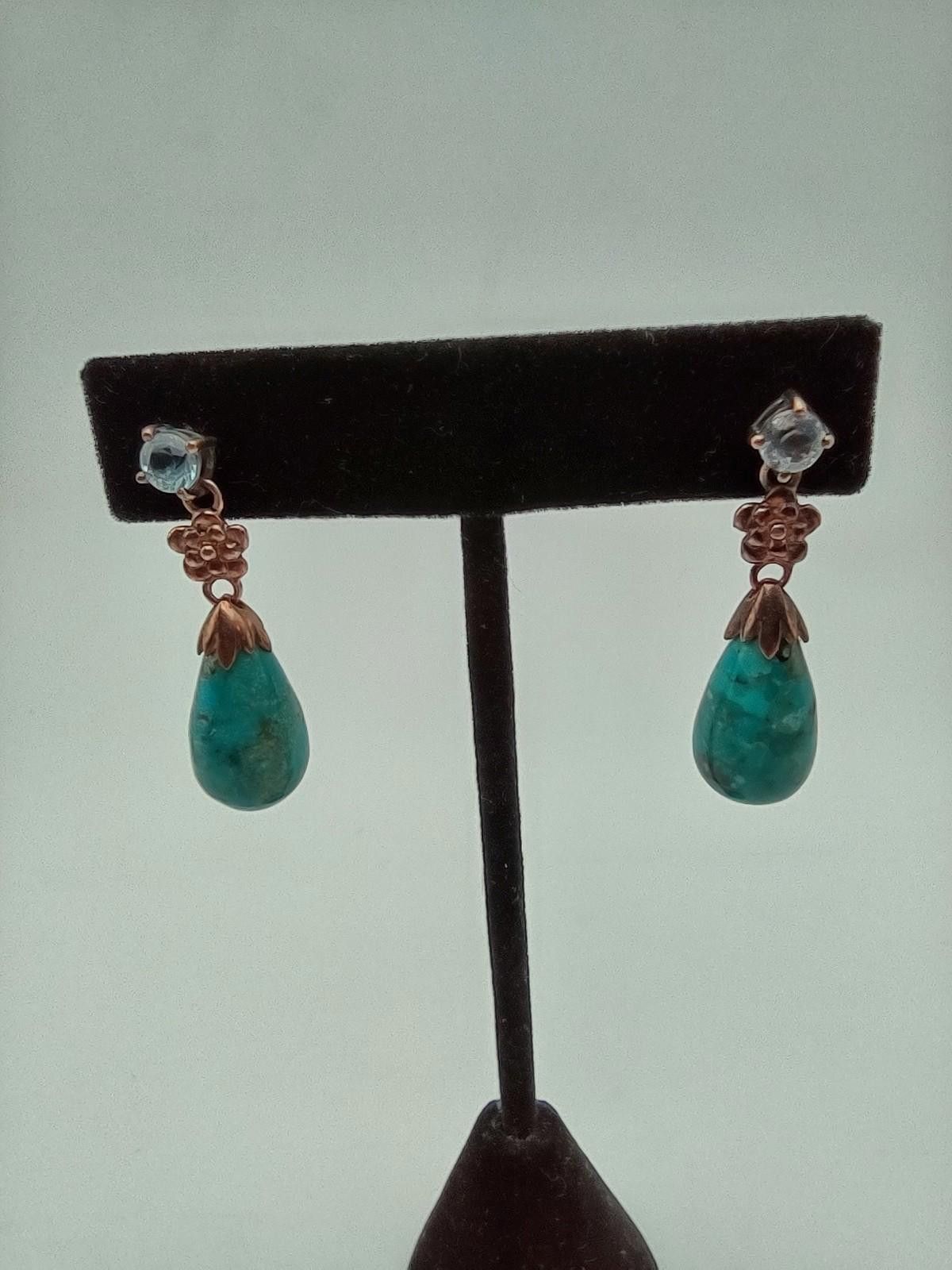 J.T. Beckett J&T Thailand 925 Sterling Turquoise Blue Topaz Drop Earrings Size ONE SIZE - 1 Thumbnail