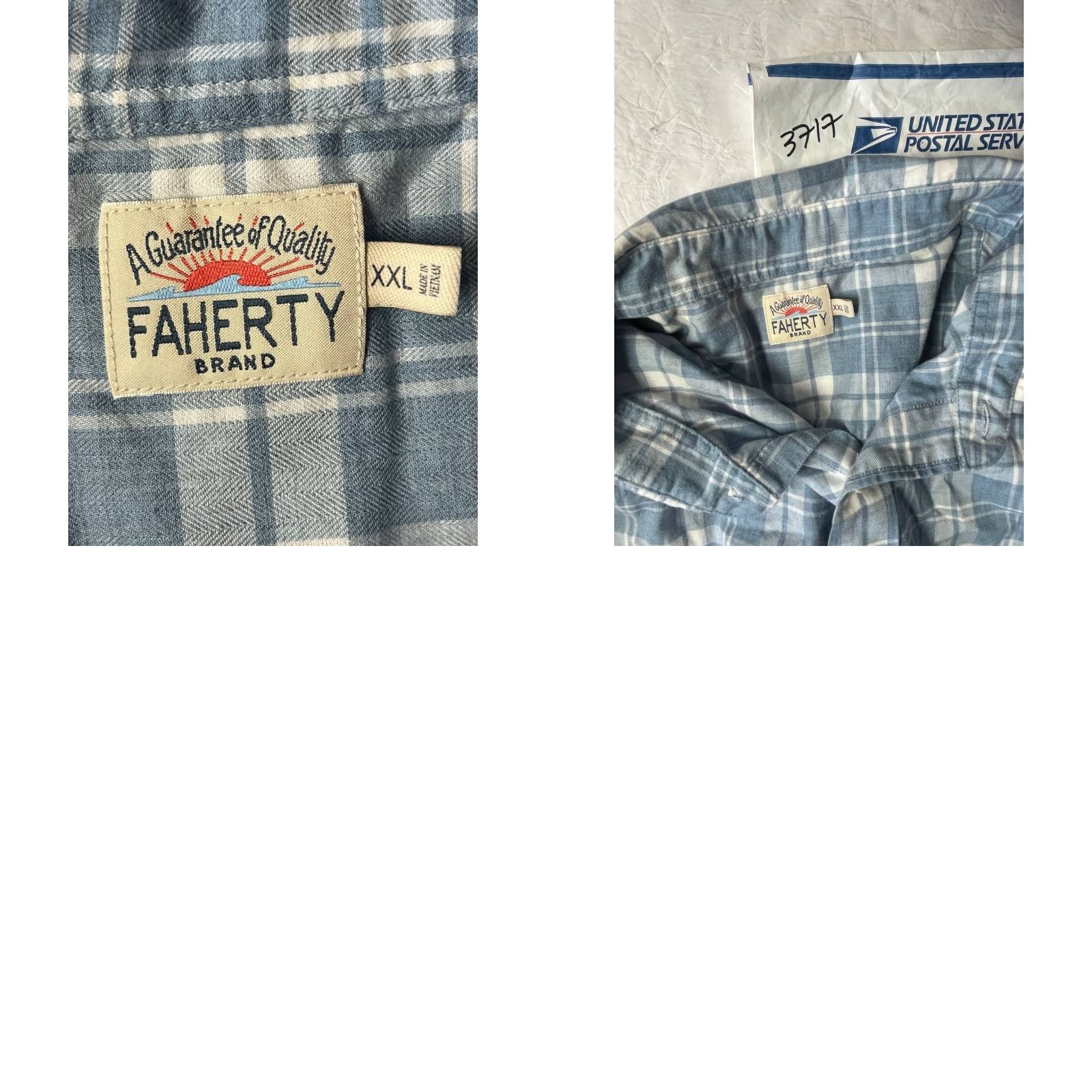 Faherty Faherty Flannel Shirt Button-Up Long Sleeve Plaid Stretch 2XL Men Blue and White Size US XXL / EU 58 / 5 - 8 Thumbnail
