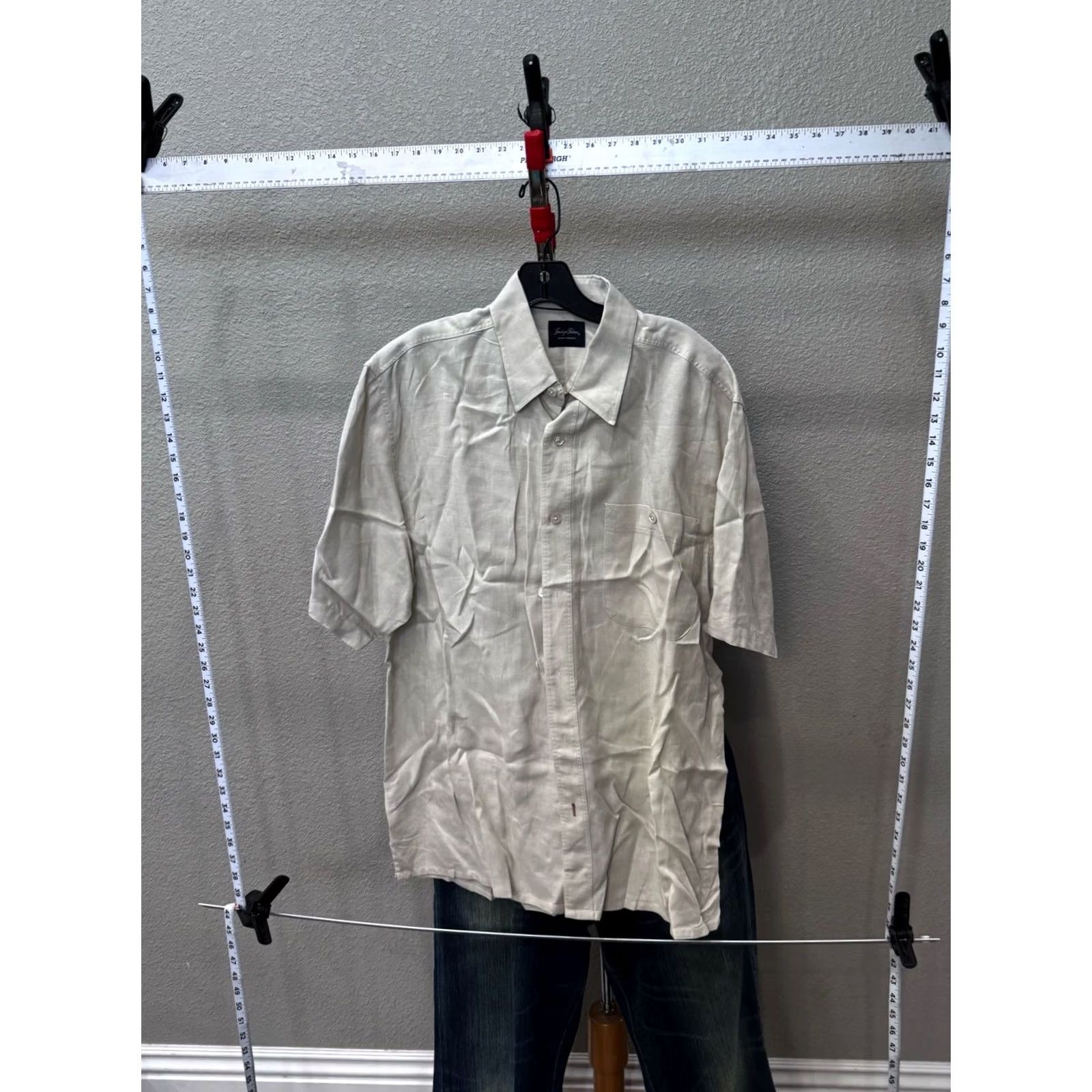 Tommy Bahama Tommy Bahama Indigo Palms 100% Linen Tan SHORT SLEEVE BUTTON UP SHIRT Large L Mens Size US L / EU 52-54 / 3 - 3 Thumbnail