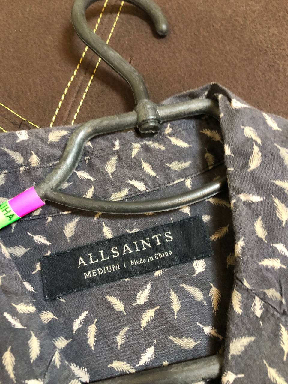 Allsaints All Saints Men's Casual Feather Detail Black Shirt Size US M / EU 48-50 / 2 - 2 Thumbnail