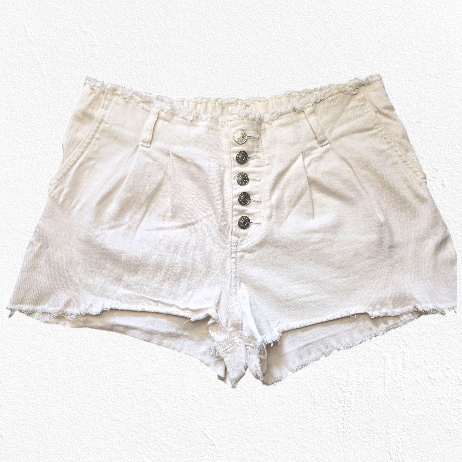 Express Express White Paper Bag Cut Off Shorts Size 8 Size 30" / US 8 / IT 44 - 1 Thumbnail