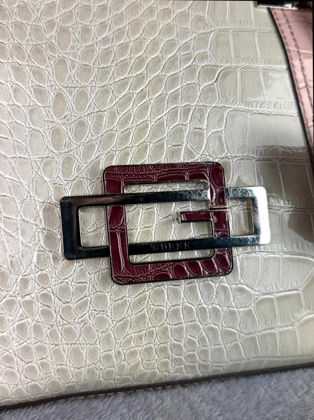 Guess Guess Handbag Pink Purple Croc Pattern Buckle Size ONE SIZE - 2 Thumbnail
