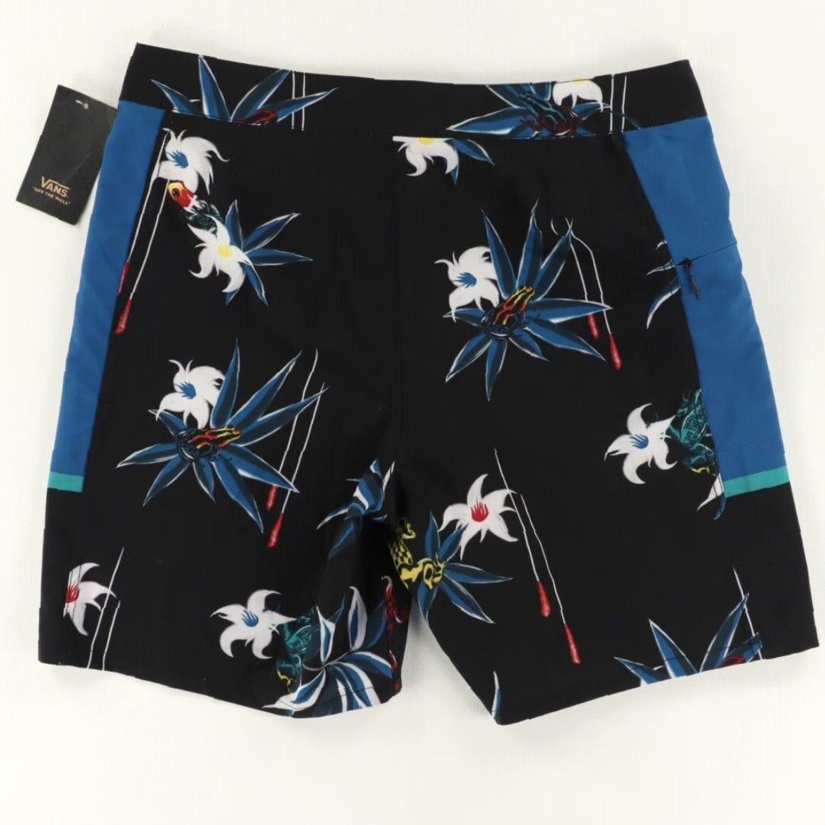 Vans VANS Board Shorts 18" High Stretch Black Floral Frog Men's 32 Board Shorts Mens 32 Black Floral Frog 18" Board Shorts Vans Regular fit Swimming Size US 32 / EU 48 - 4 Thumbnail