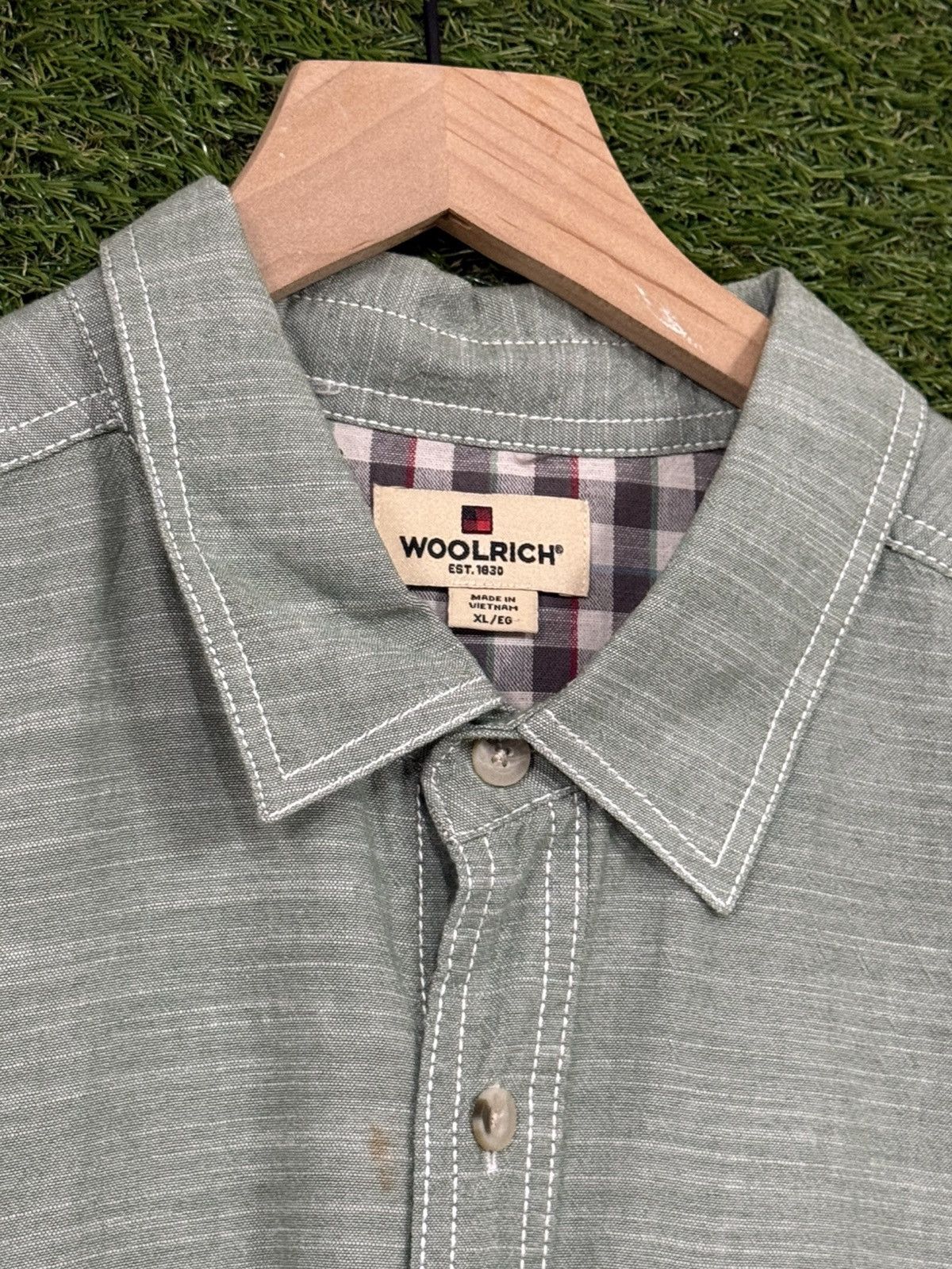 Woolrich Woolen Mills Woolrich Green Short Sleeve Button Up Collar Shirt XL Size US XL / EU 56 / 4 - 5 Thumbnail