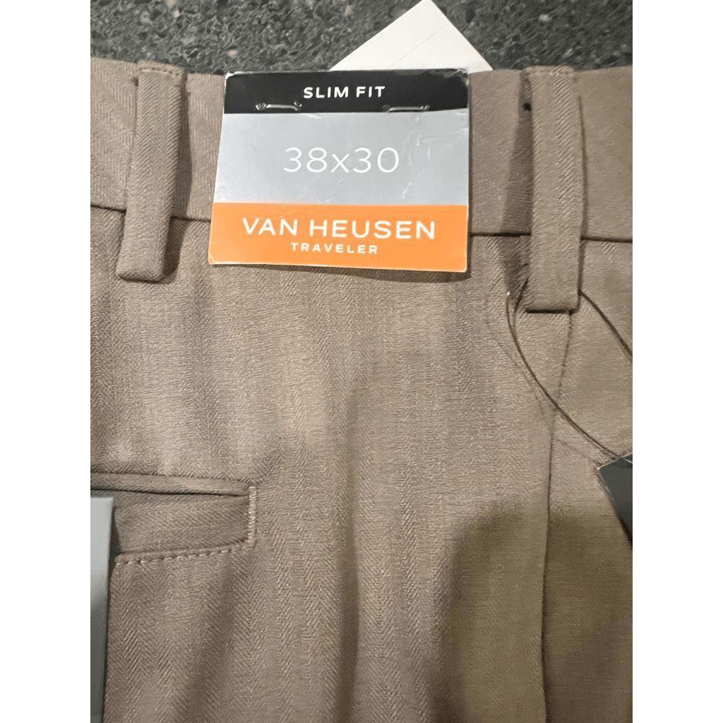 Van Heusen Van Heusen Traveler Slim Fit Mens Flat Front Pant size 38x30 Size US 38 / EU 54 - 7 Thumbnail