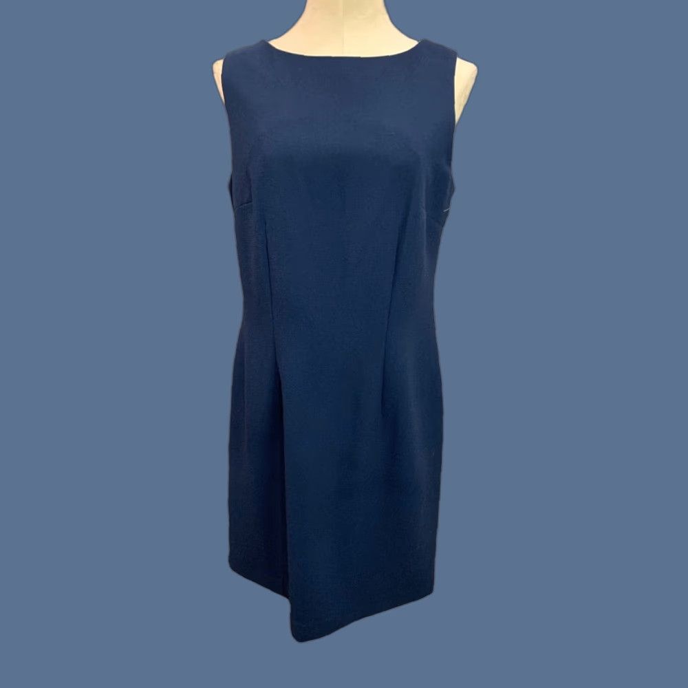 Vintage VINTAGE Karen Scott Womens Dress Sheath Midi 1990s Navy Blue Size 10 Women Mens? Size L / US 10 / IT 46 - 1 Thumbnail