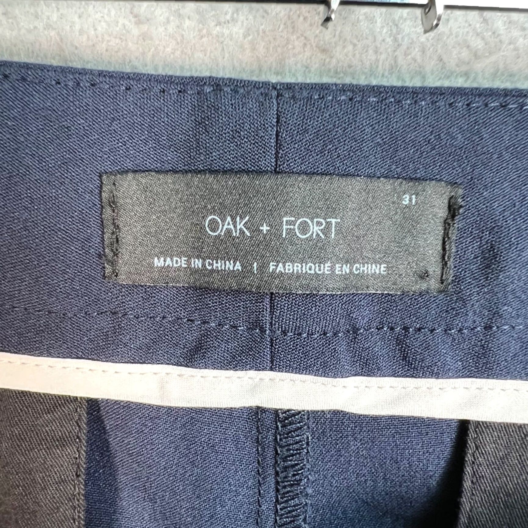 Oak + Fort Oak + Fort Womens Size 31 Navy Blue Slim Fit Trousers Dress Pants - Flat Front, Polyester Blend, Inseam 27, Adult Womens, 8/10, Regular, Vintage: No Size 24" / US 00 / IT 34 - 3 Thumbnail