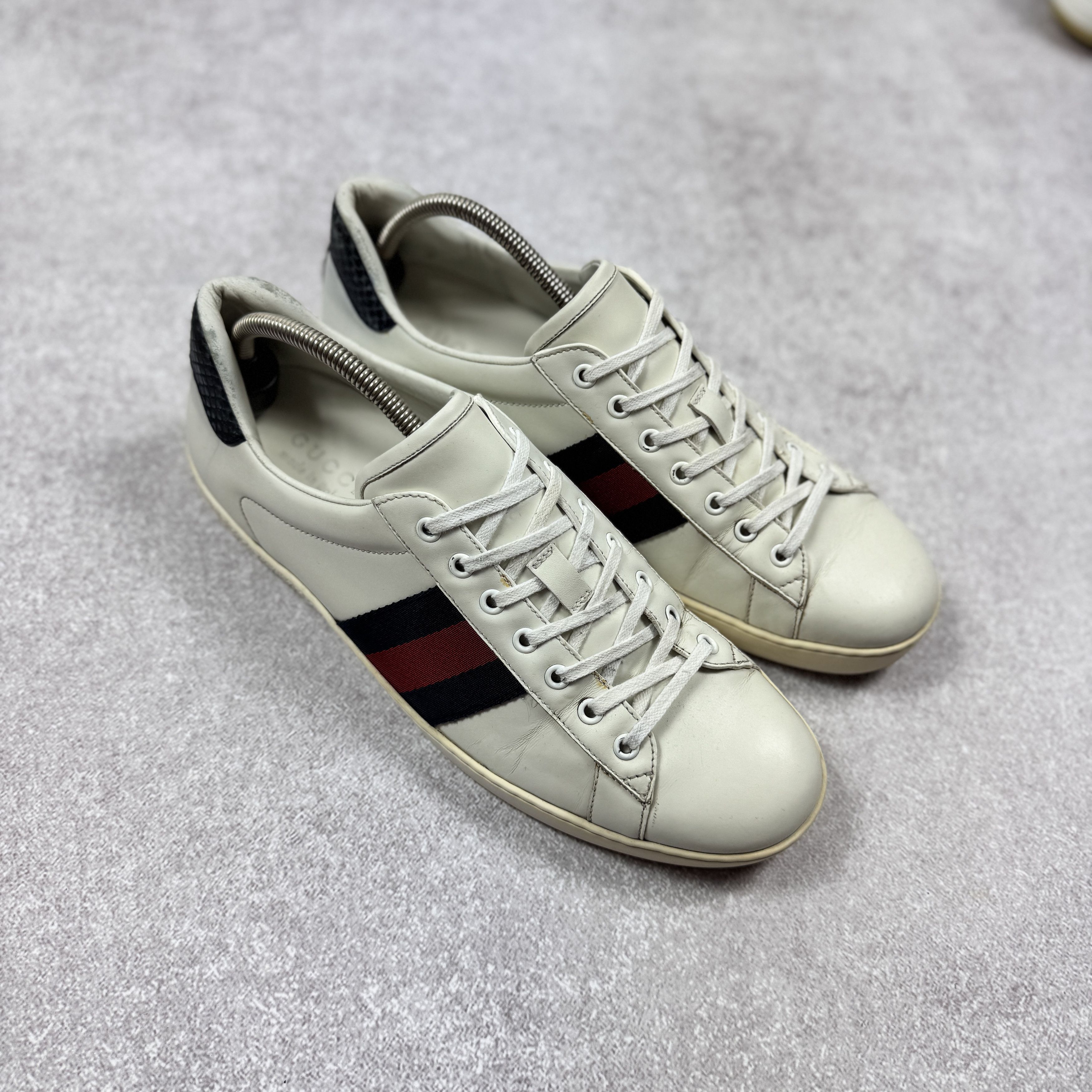 Gucci Men`s Gucci Ace Sneakers 386750 White Leather Sneakers 11 Size US 11.5 / EU 44-45 - 3 Thumbnail