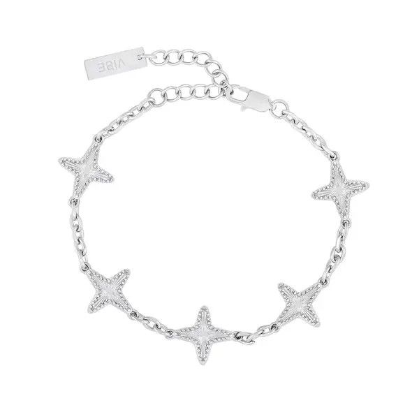 Jewelry Silver and Black Star Link Chain Bracelet, Men's Accessory Size ONE SIZE - 5 Thumbnail