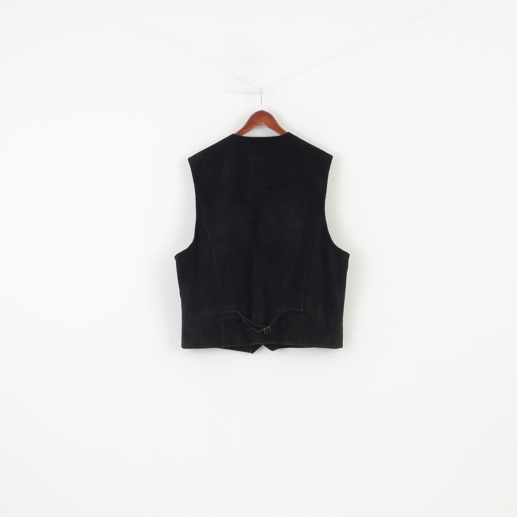 Vintage C.Comberti Men 58 XXL Leather Vest Black Bottoms 10440 Size US XXL / EU 58 / 5 - 7 Thumbnail
