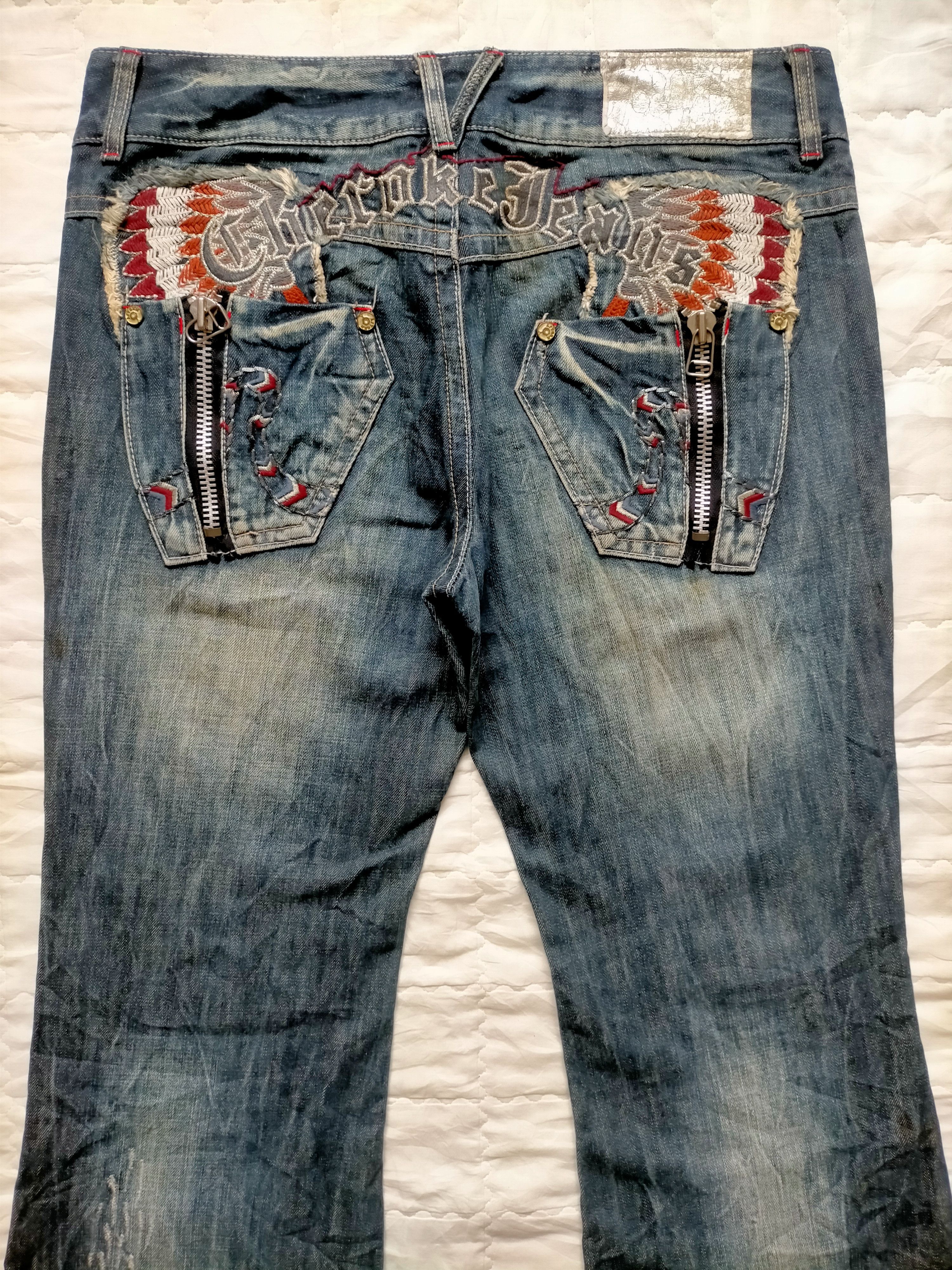 Cherokee Flare Jeans Cherooke Embroidered Boot cut denim Size US 33 - 4 Thumbnail