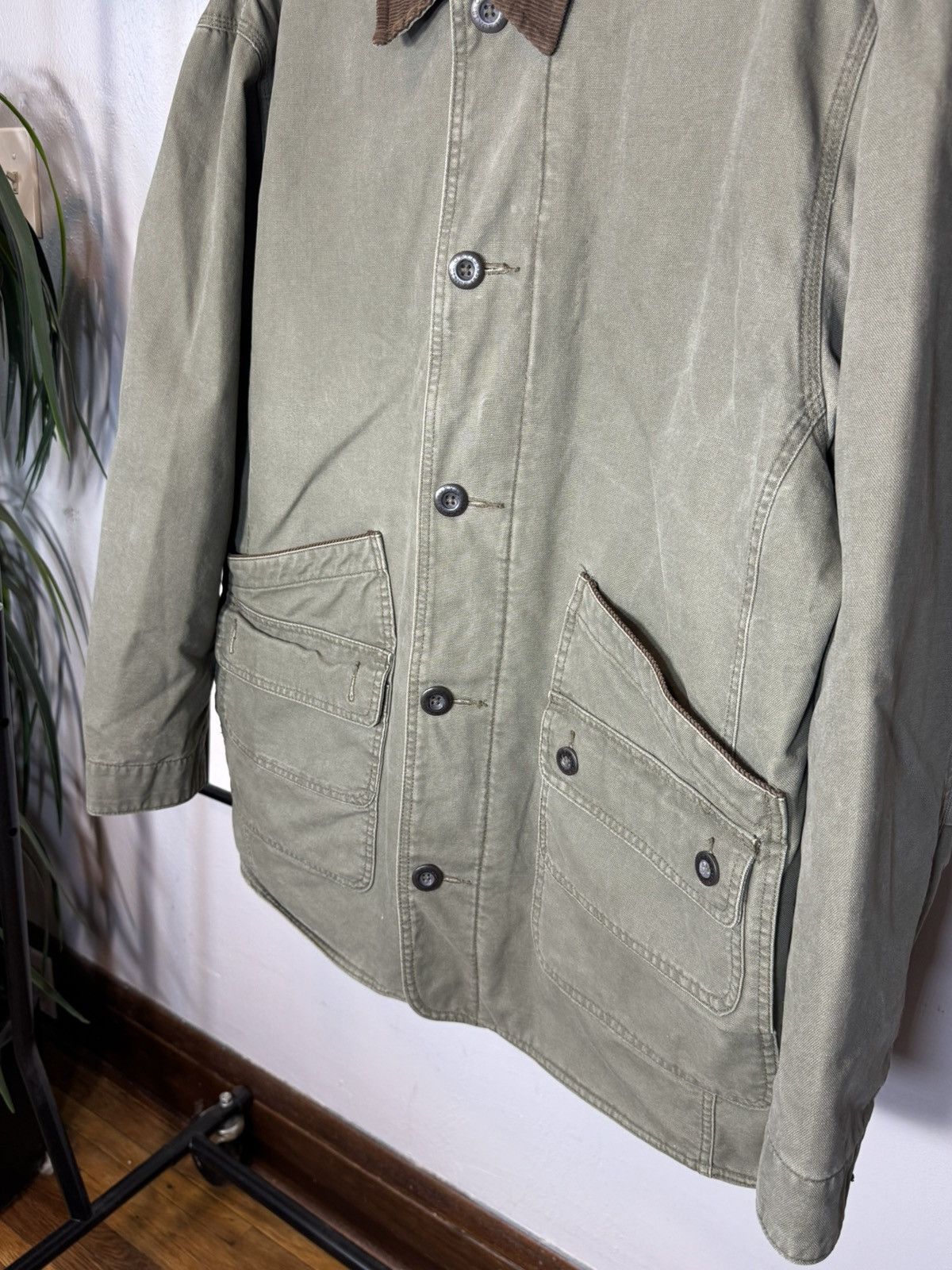 Orvis Men's Vtg ORVIS Field Chore Coat Olive Corduroy Collar Sz Size US XL / EU 56 / 4 - 4 Thumbnail