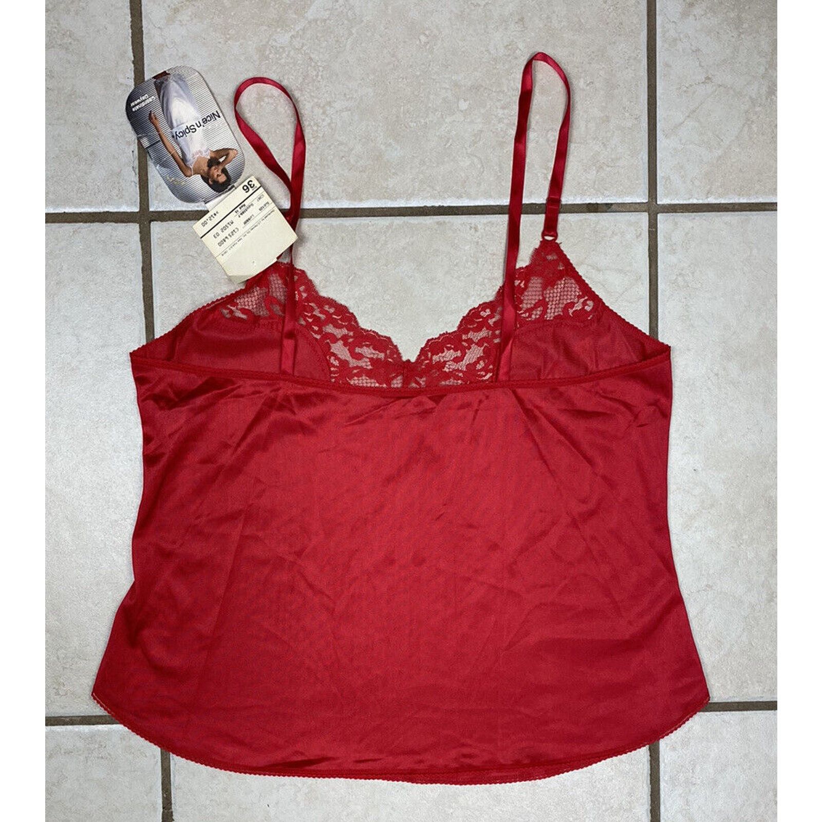 Other VTG NWT JCPenney Wireless Red Lace Satin Tank Top USA Size ONE SIZE - 4 Thumbnail