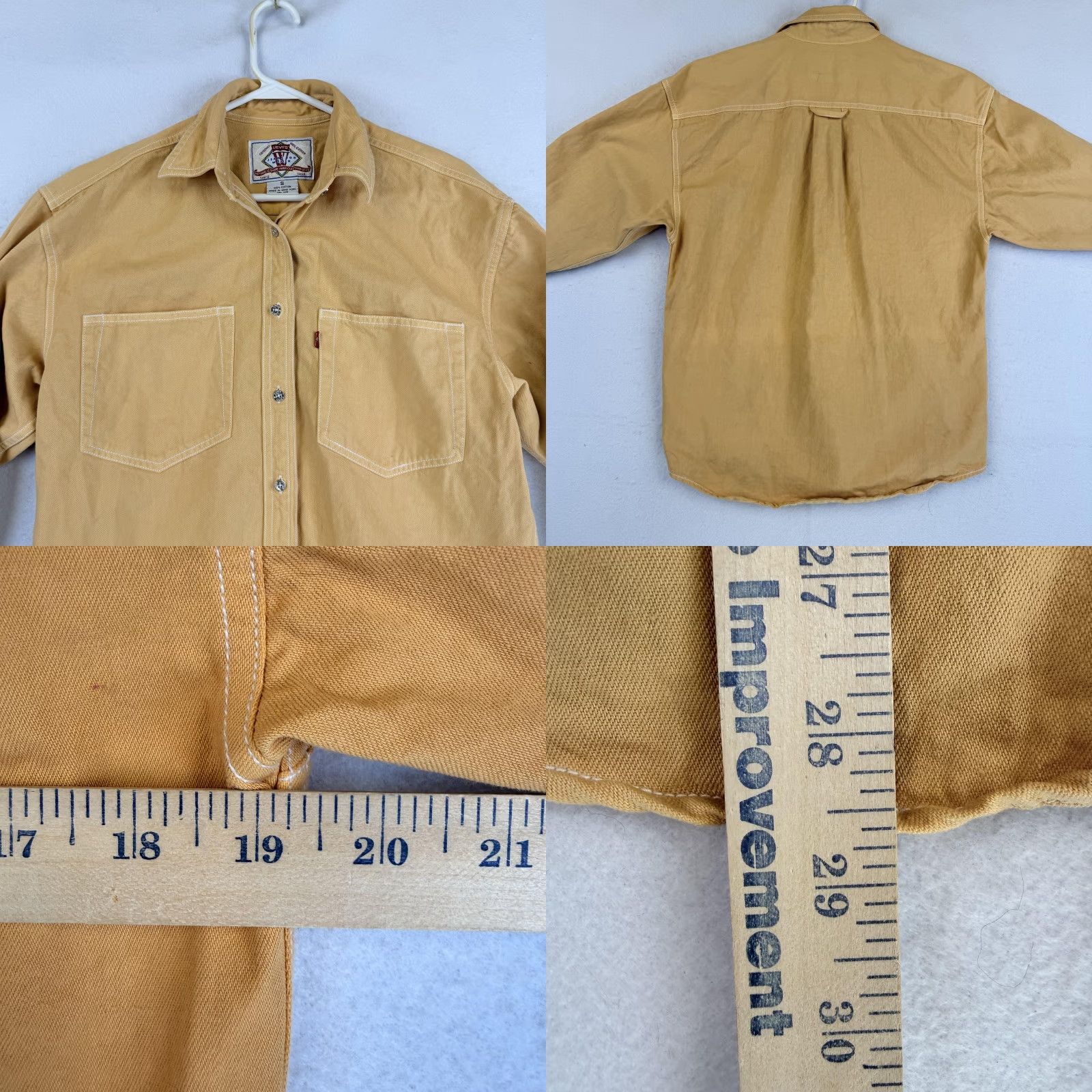 Levi's VINTAGE Levi's Shirt Womens Small Tan Cotton Twill Button Up Two Pockets 90s Size S / US 4 / IT 40 - 8 Thumbnail