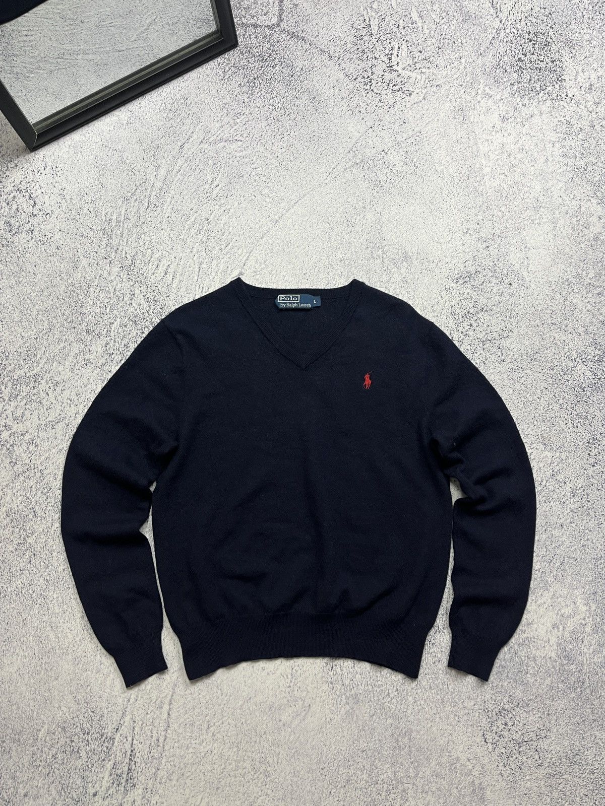 Polo Ralph Lauren × Vintage Luxury Polo Ralph Lauren V-Neck Jumper Merino Wool Sweater Size L / US 10 / IT 46 - 1 Thumbnail