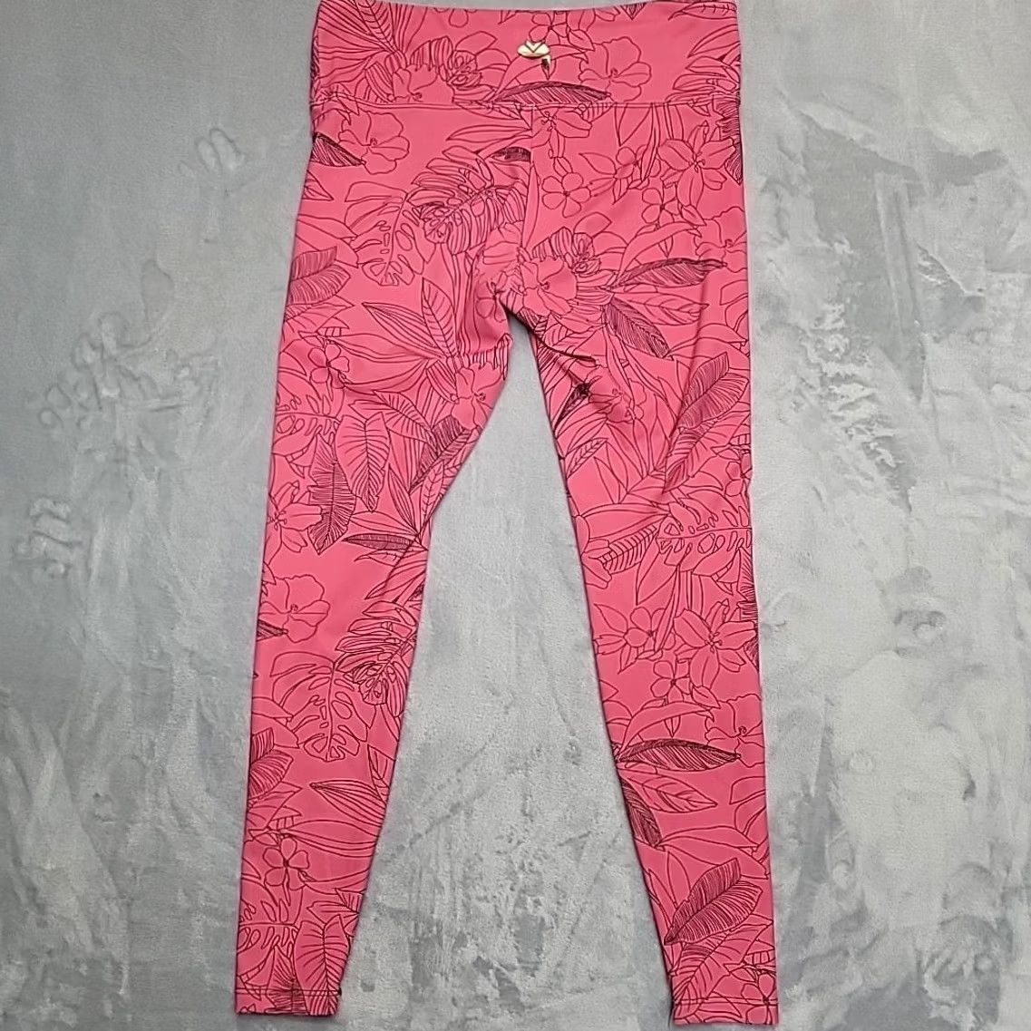 Vintage Shredly Pants Womens Large Pink Floral Legging Yoga Athleisure Made in USA Size 36" / US 14 / IT 50 - 7 Thumbnail