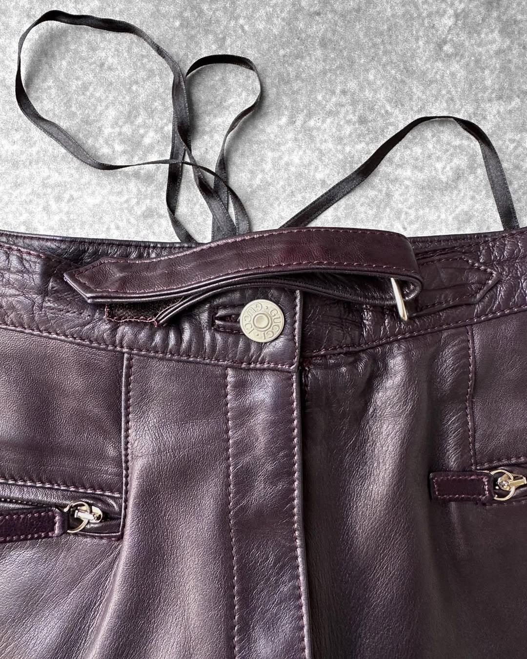 Gucci Gucci FW95 Aubergine Leather Pants, by Tom Ford Size 30" / US 8 / IT 44 - 4 Thumbnail