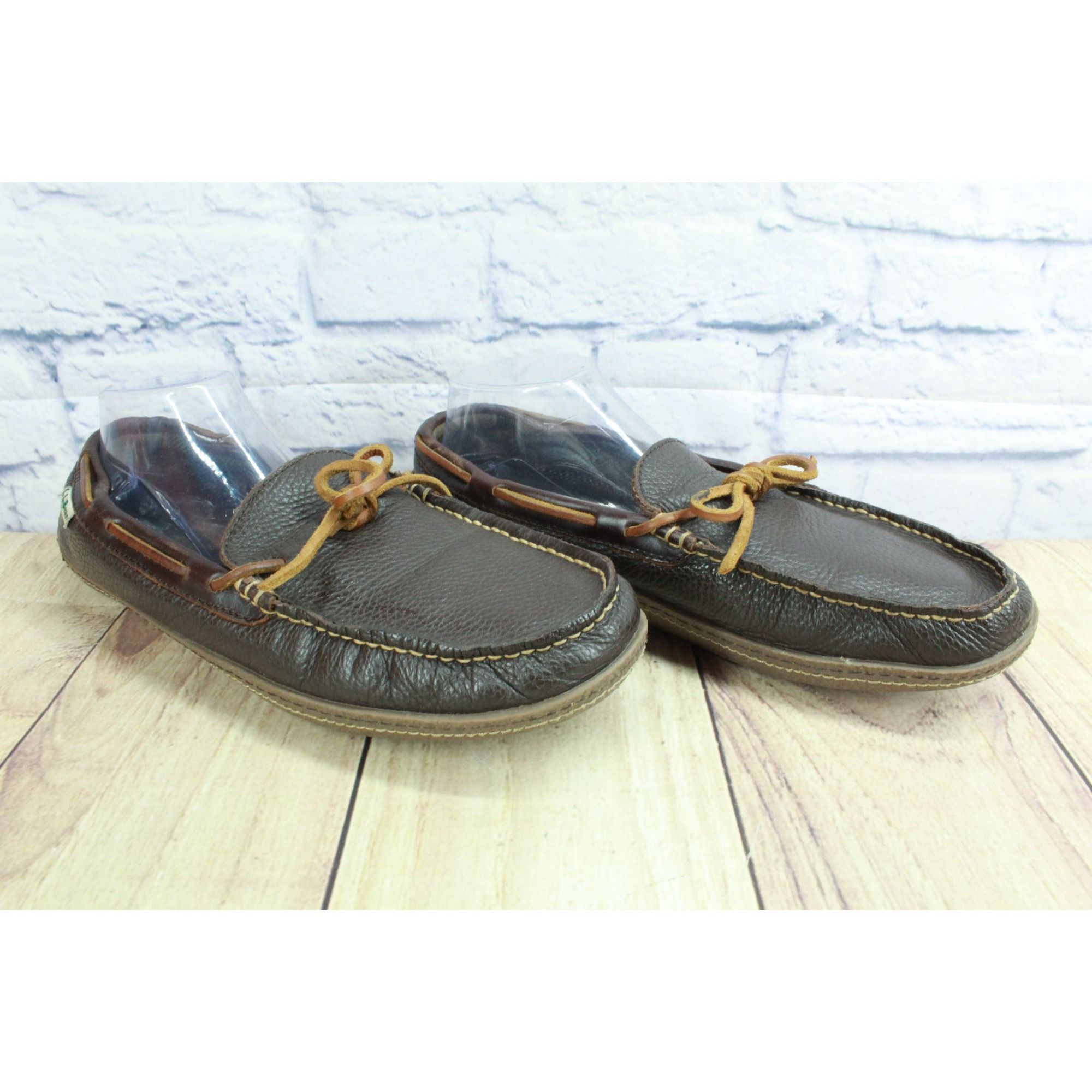 L.L. Bean LL Bean Men's Brown Leather Cotton Flannel-Lined Handsewn Sl Size US 11 / EU 44 - 3 Thumbnail