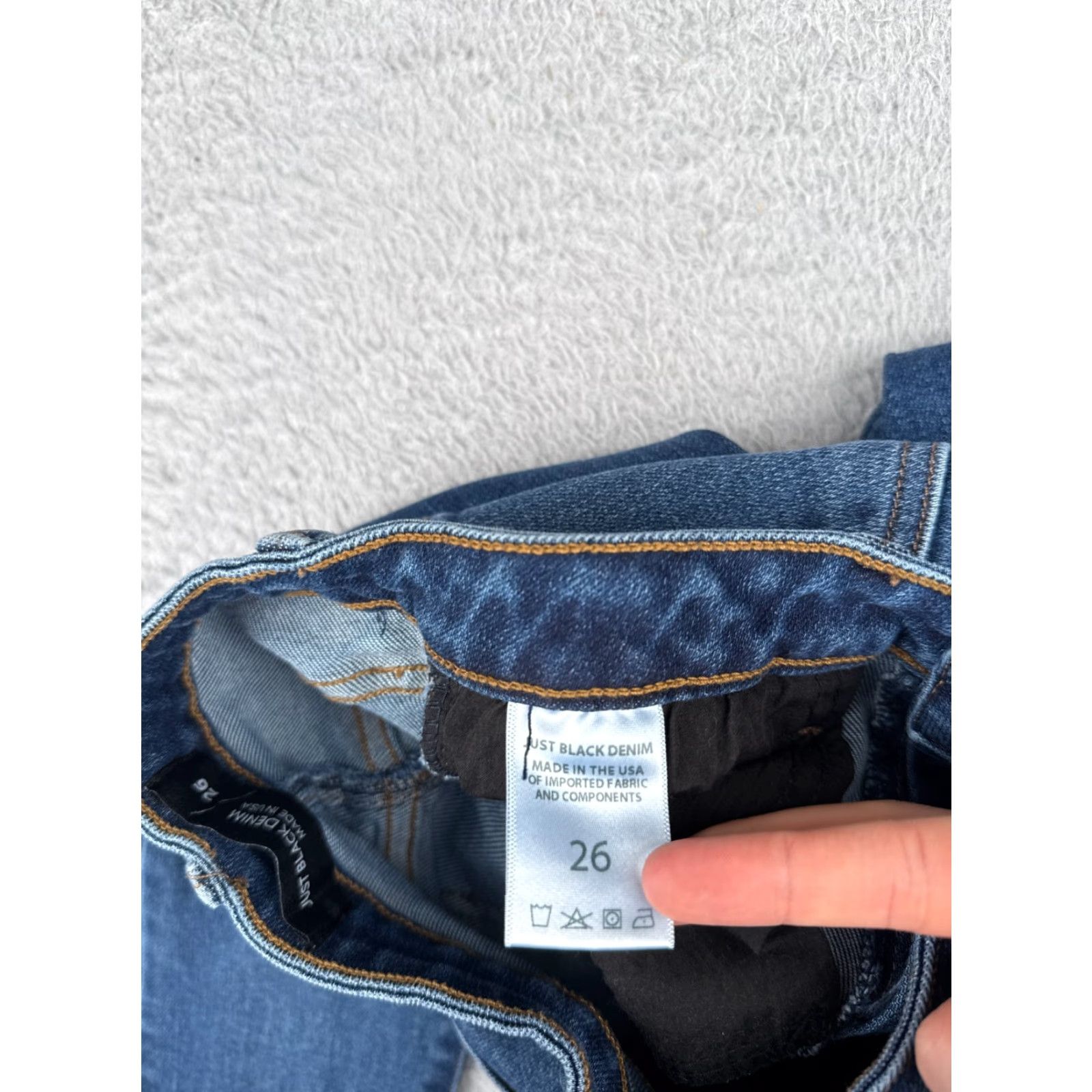 Denime JUST BLACK Blue Distressed Straight Leg Jeans Women 24 Mid Rise 5-Pocket Cotton Size 42" / US 20 - 7 Thumbnail