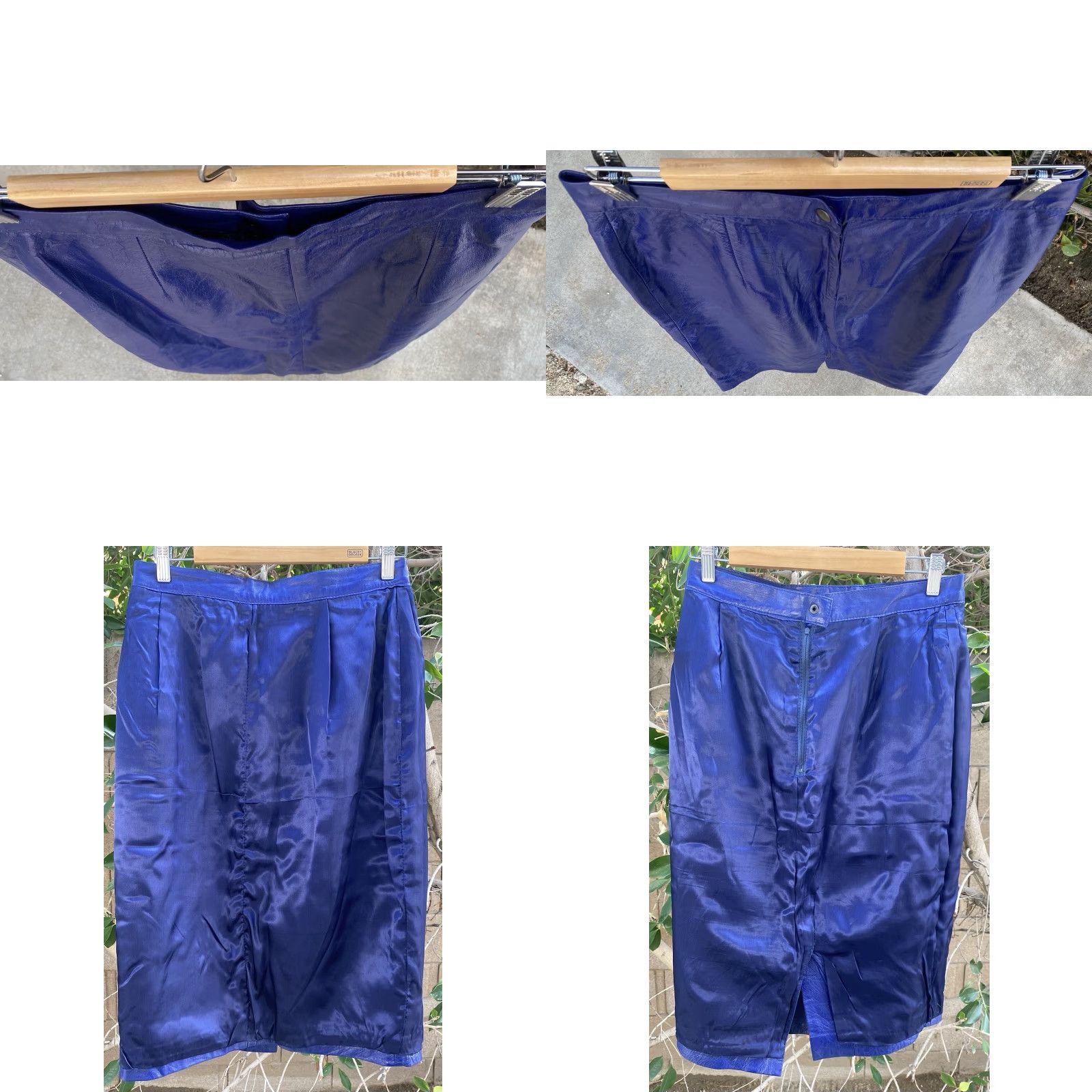 Vintage VINTAGE Blue Leather Pencil Skirt High Waist 1980s 80s Rocker Punk New Wave 30.5 inch waist Womens Size 24" / US 00 / IT 34 - 8 Thumbnail