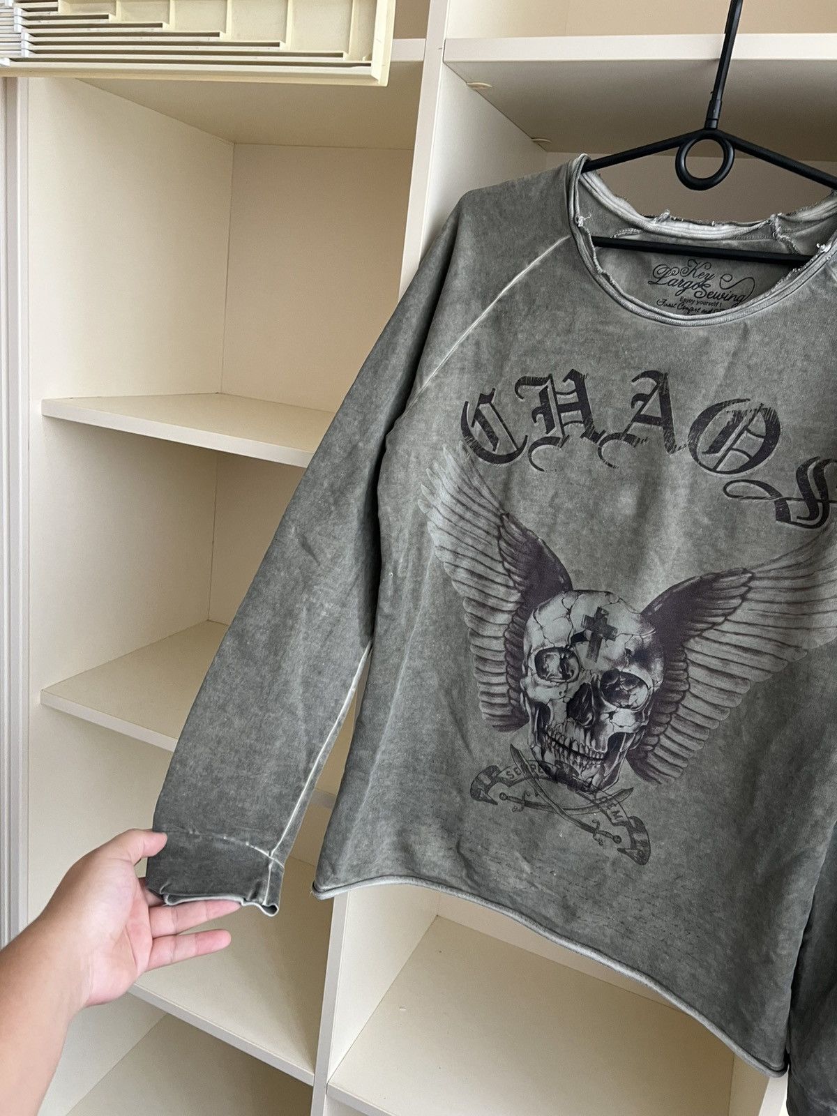 Vintage Y2K Key Largo CHAOS Skull Long Sleeve T-Shirt Size US M / EU 48-50 / 2 - 6 Thumbnail