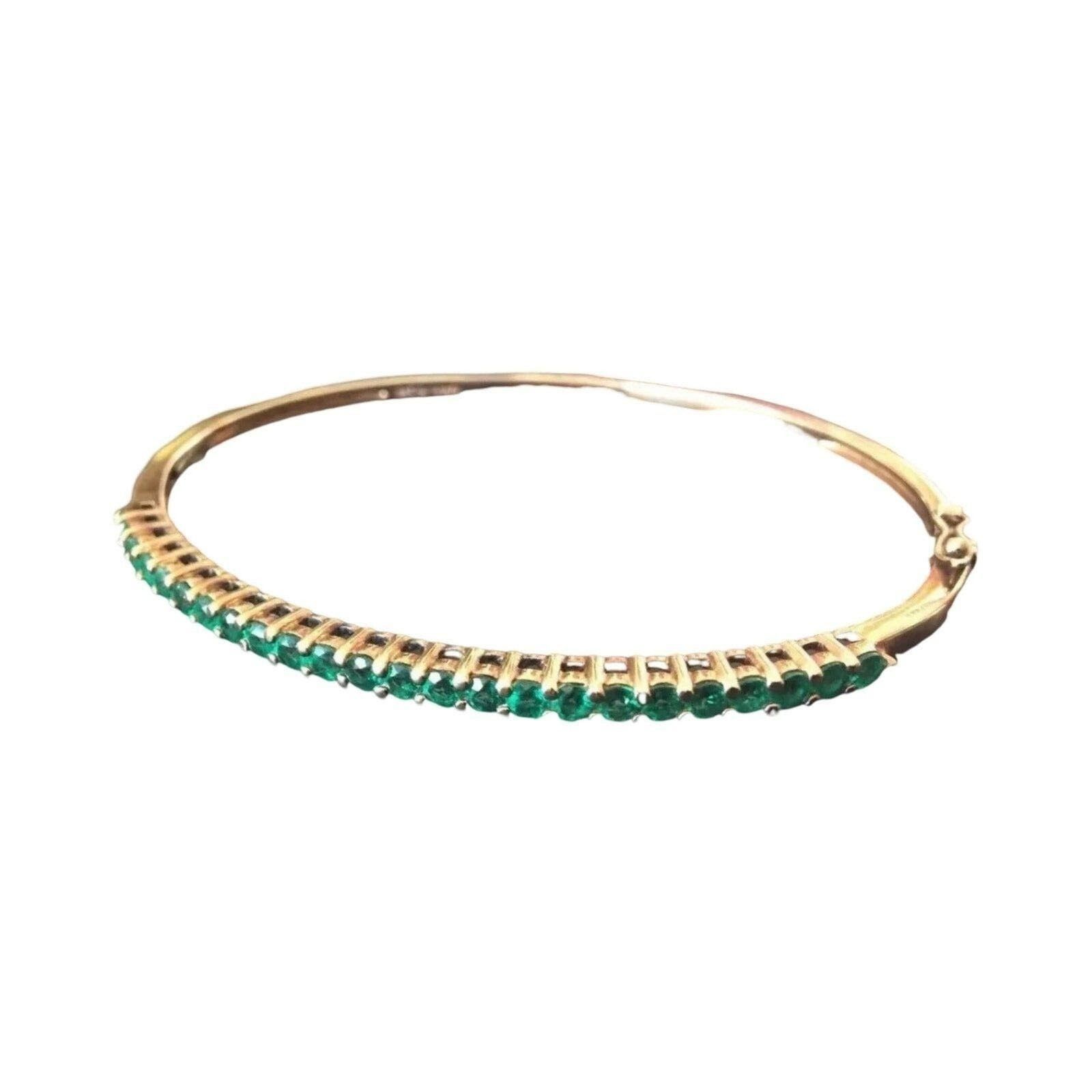 The Unbranded Brand Round Cut Emeralds Bracelet Gold Over Sterling Silver 925 Size ONE SIZE - 2 Thumbnail