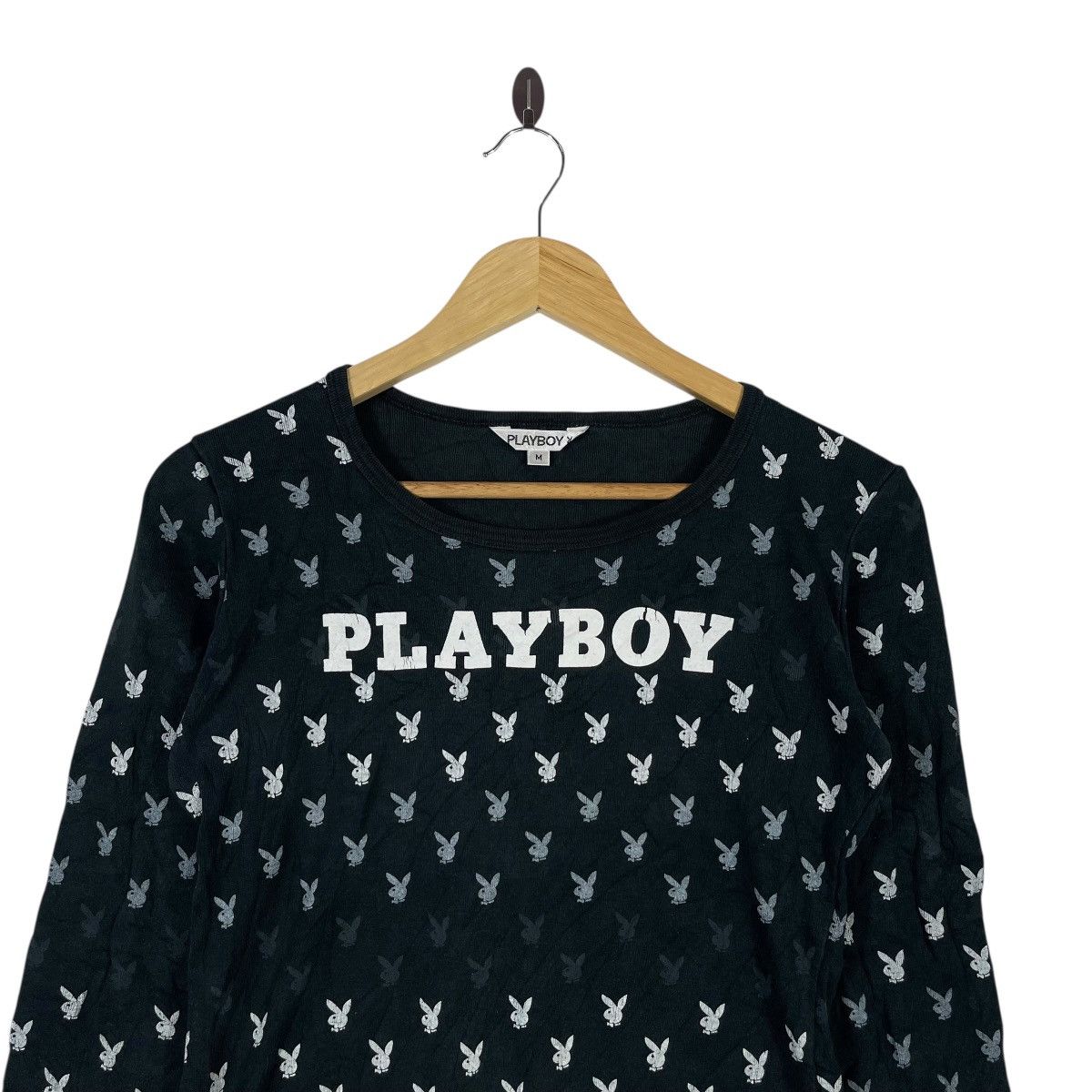 Vintage PLAYBOY ALLOVER LOGO GRAPHIC LONG SLEEVE T-SHIRT STREETWEAR Size M / US 6-8 / IT 42-44 - 2 Thumbnail